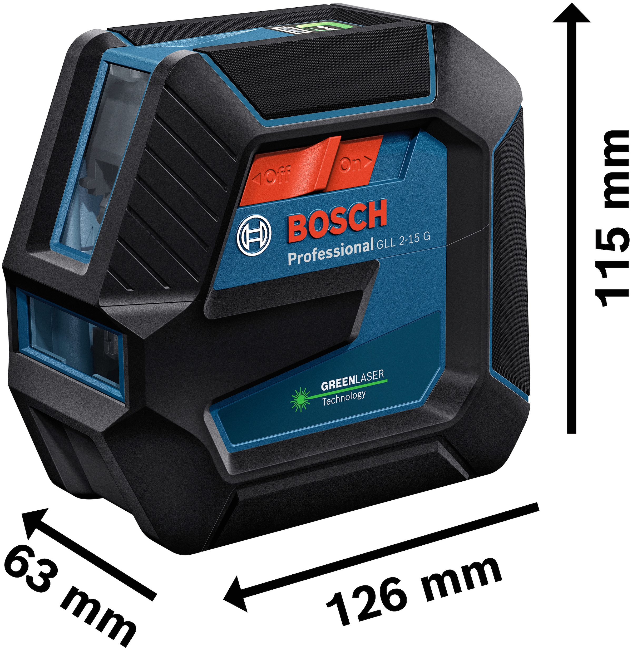 Bosch Professional Linienlaser »GLL 2-15 G Professional Handwerkerkoffer-Set«, (Set), Staub- und Spritzwasserschutz IP64