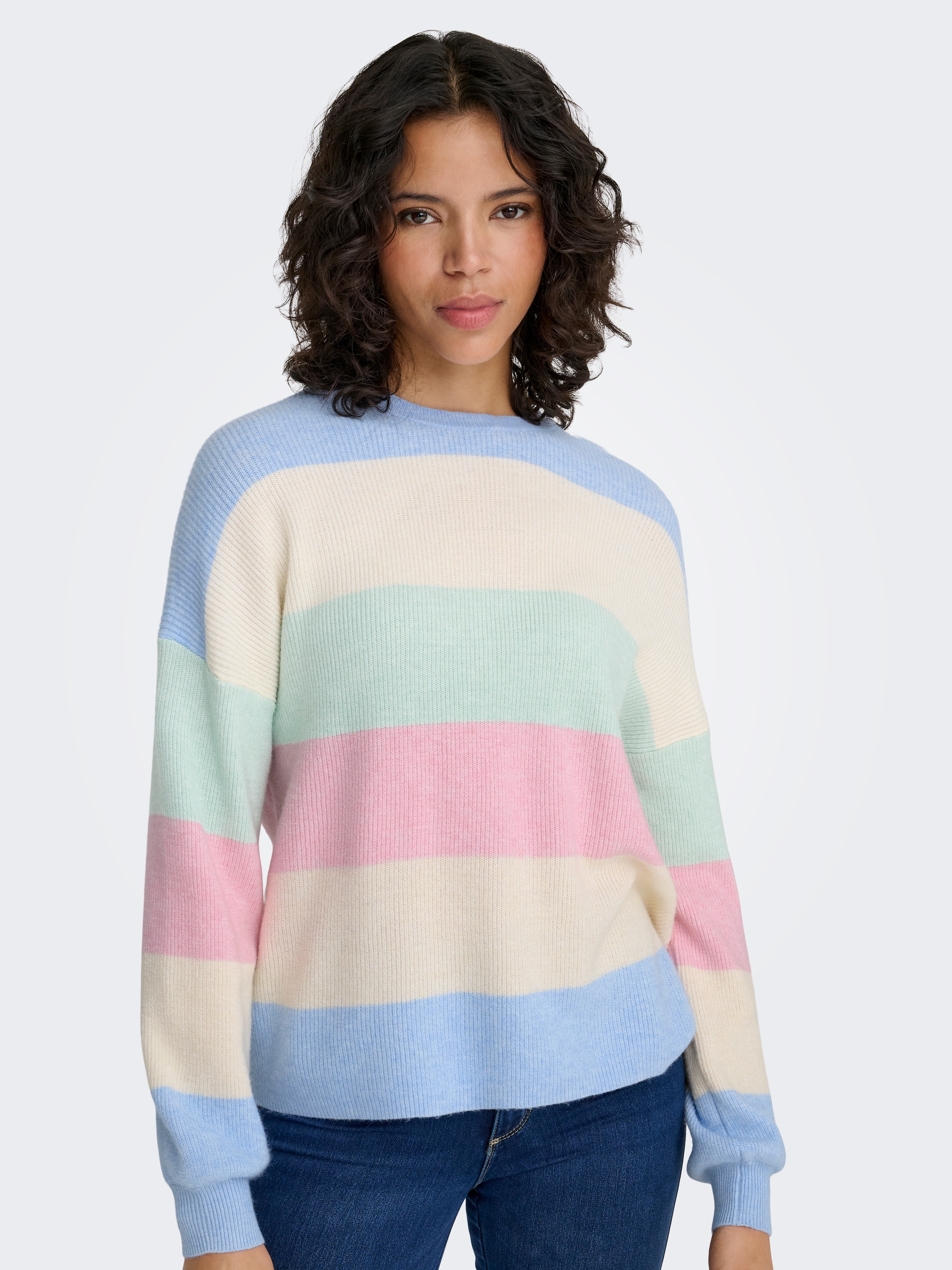 ONLY Strickpullover »ONLATIA L/S STRIPE PULLOVER KNT NOOS« Viskosemischung, regular fit