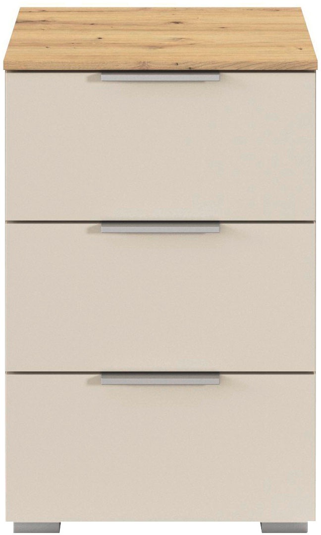 OTTO home Nachtkommode »Nachttisch Nachtkonsole AGORDO in Dekor- oder Hochglanzfront« in zwei Griff-Farben, Breite 40 cm,  mit 3 geräumigen Schubladen für viel Stauraum MADE IN GERMANY