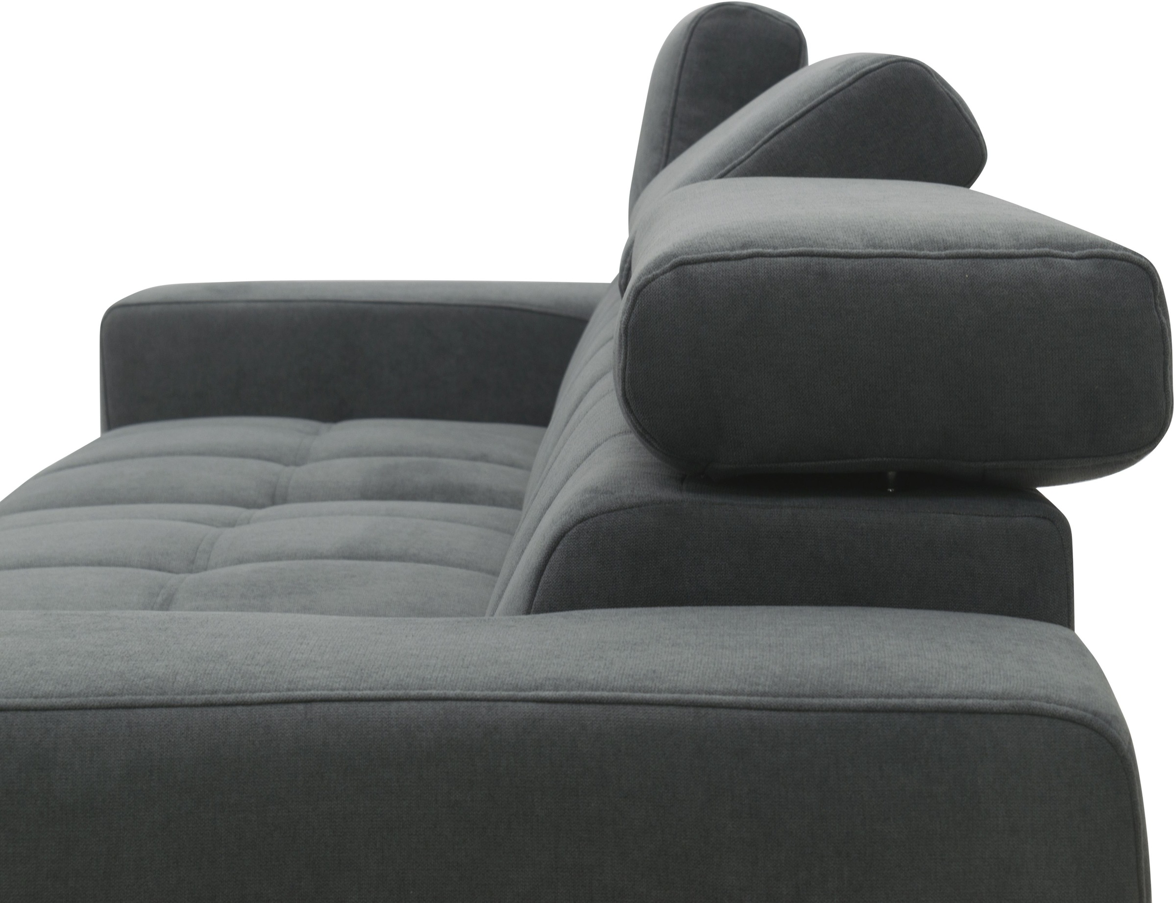 DOMO collection Ecksofa »Trento L-Form, mit Kufenfuß oder Einzelfuß«, wahlweise mit Kopfteilverstellung, Recamiere links/rechts bestellbar