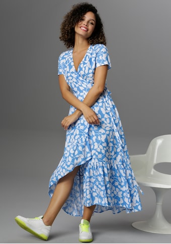 Aniston CASUAL Wickelkleid, mit graphischen Blätterdruck kaufen