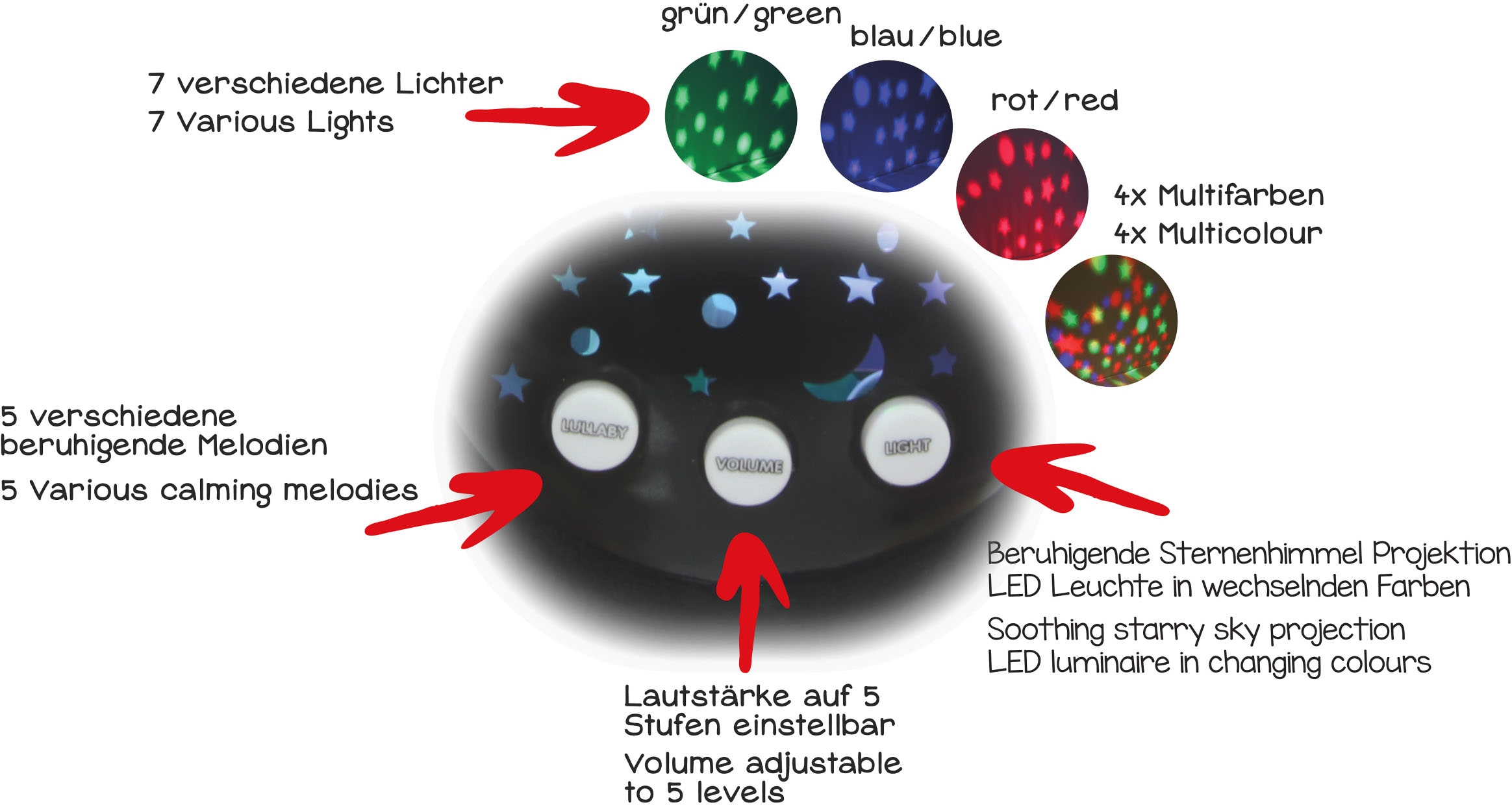 Jamara Kuscheltier »Sternenlicht - Der kleine Rabe Socke«, mit Sternenhimmel Projektion und Melodien; offiziel lizenziert