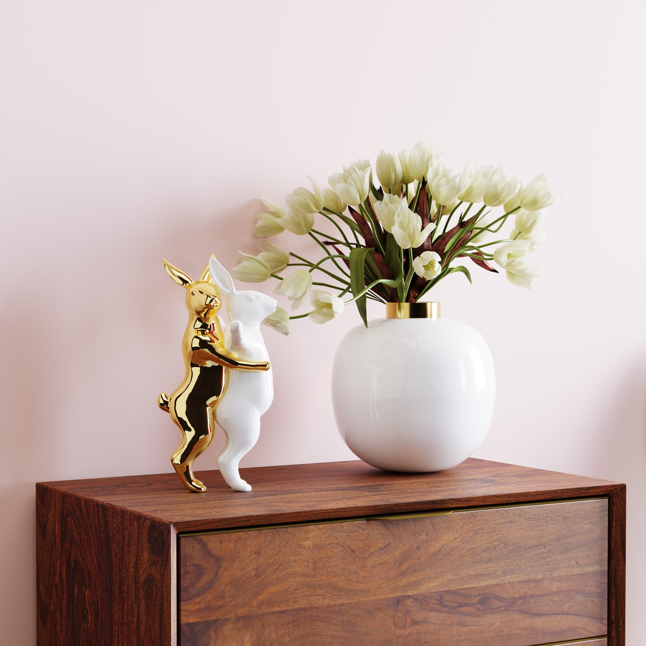 Kare Design Dekofigur »Deko Figur Hugging Rabbits Medium«