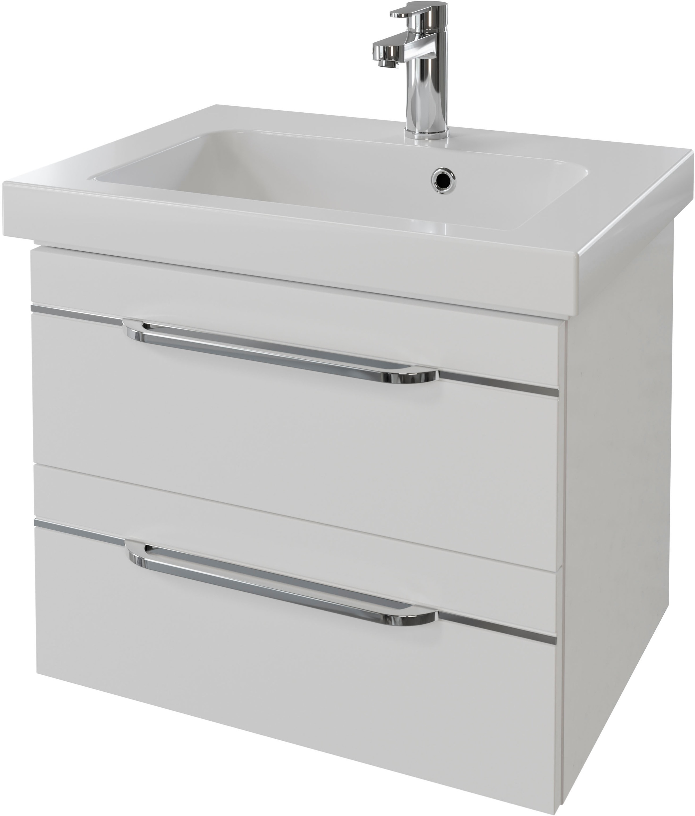 Saphir Badmöbel-Set »Balto 2-teilig Mineralmarmor-Waschtisch mit LED-Spiegel, Waschplatz«, (2 St.), 64,4 cm breit, mit 2 Schubladen, Badschrank inkl. Schubladendämpfer