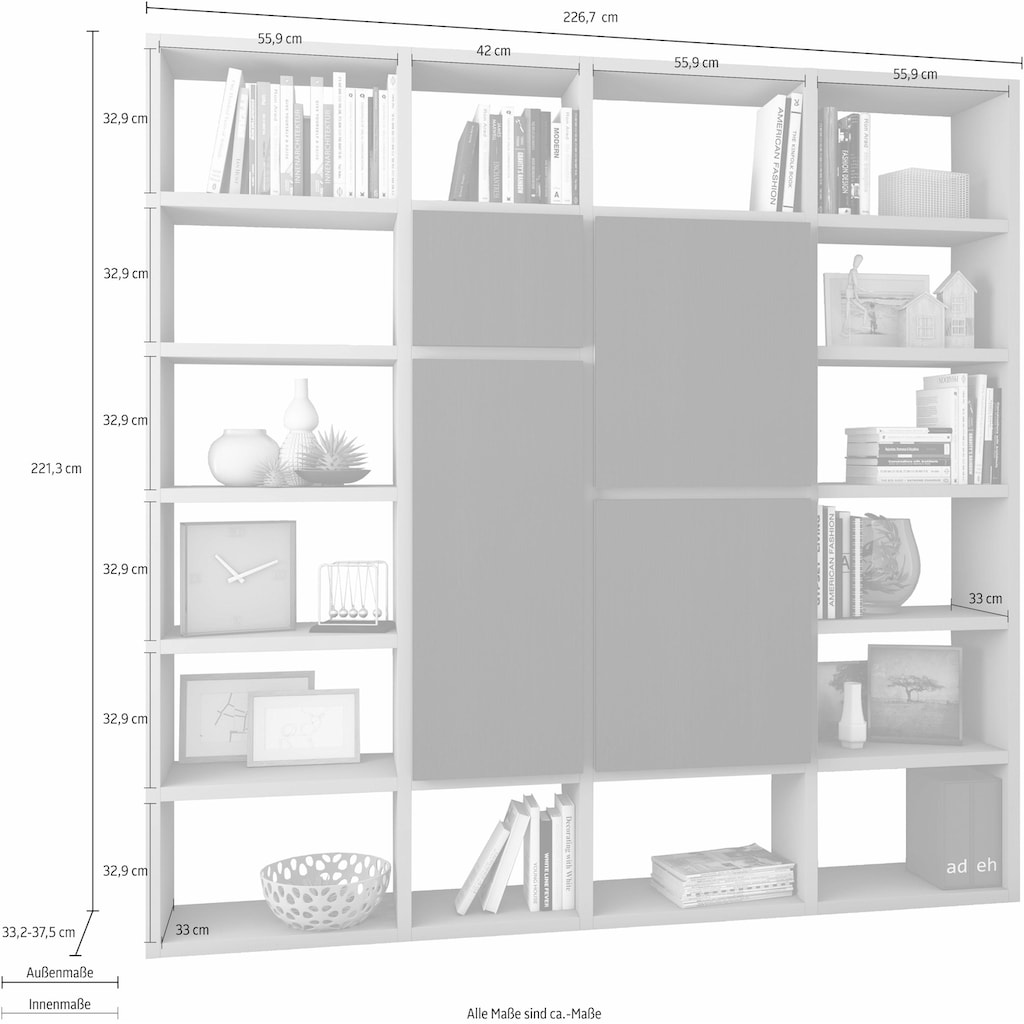 fif möbel Raumteilerregal »TOR511-1«, Breite 227 cm
