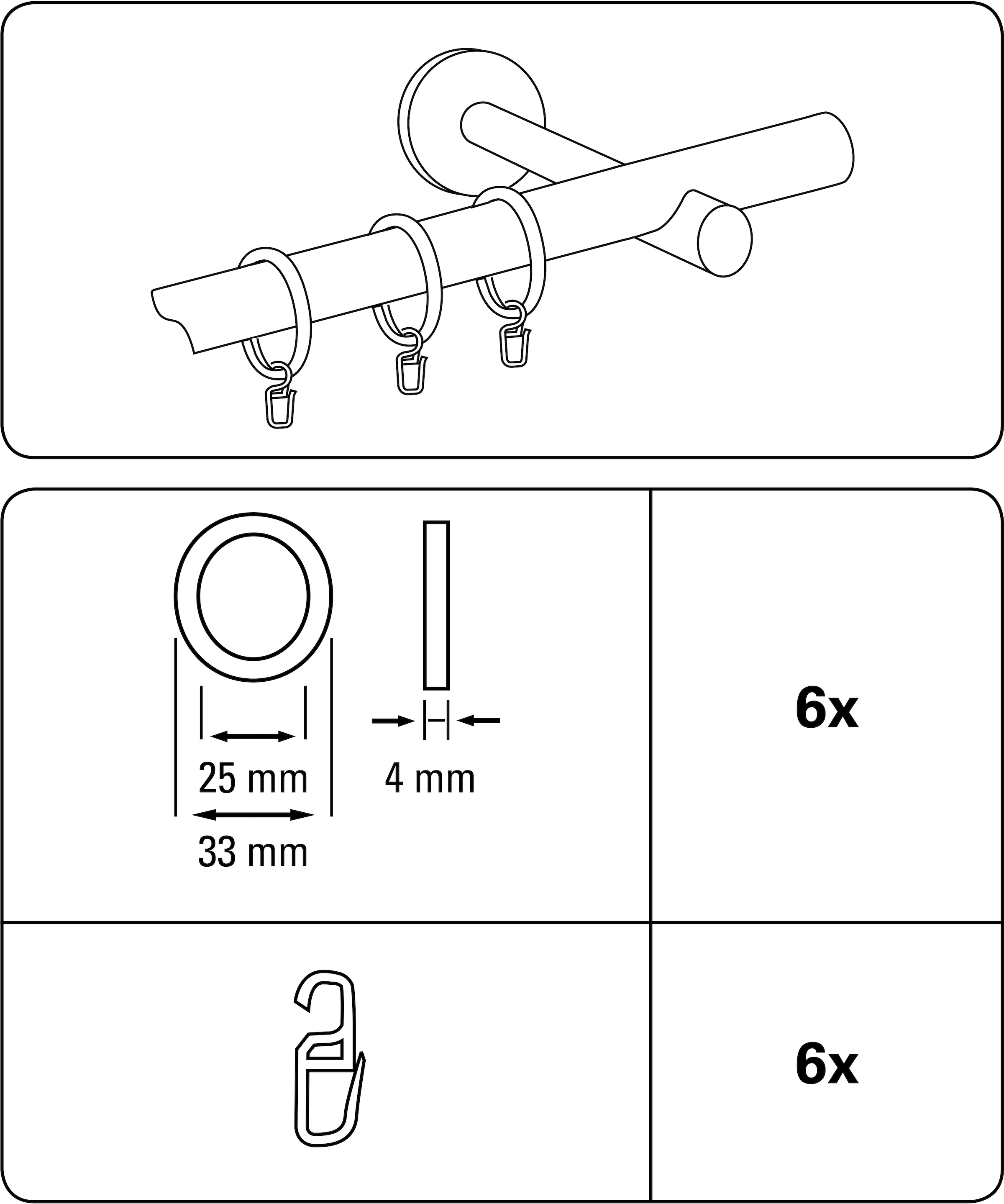 Gardinia Ring Messing Antik für Stilgarnitur Kegel und Zylinder 6-er Pack günstig online kaufen