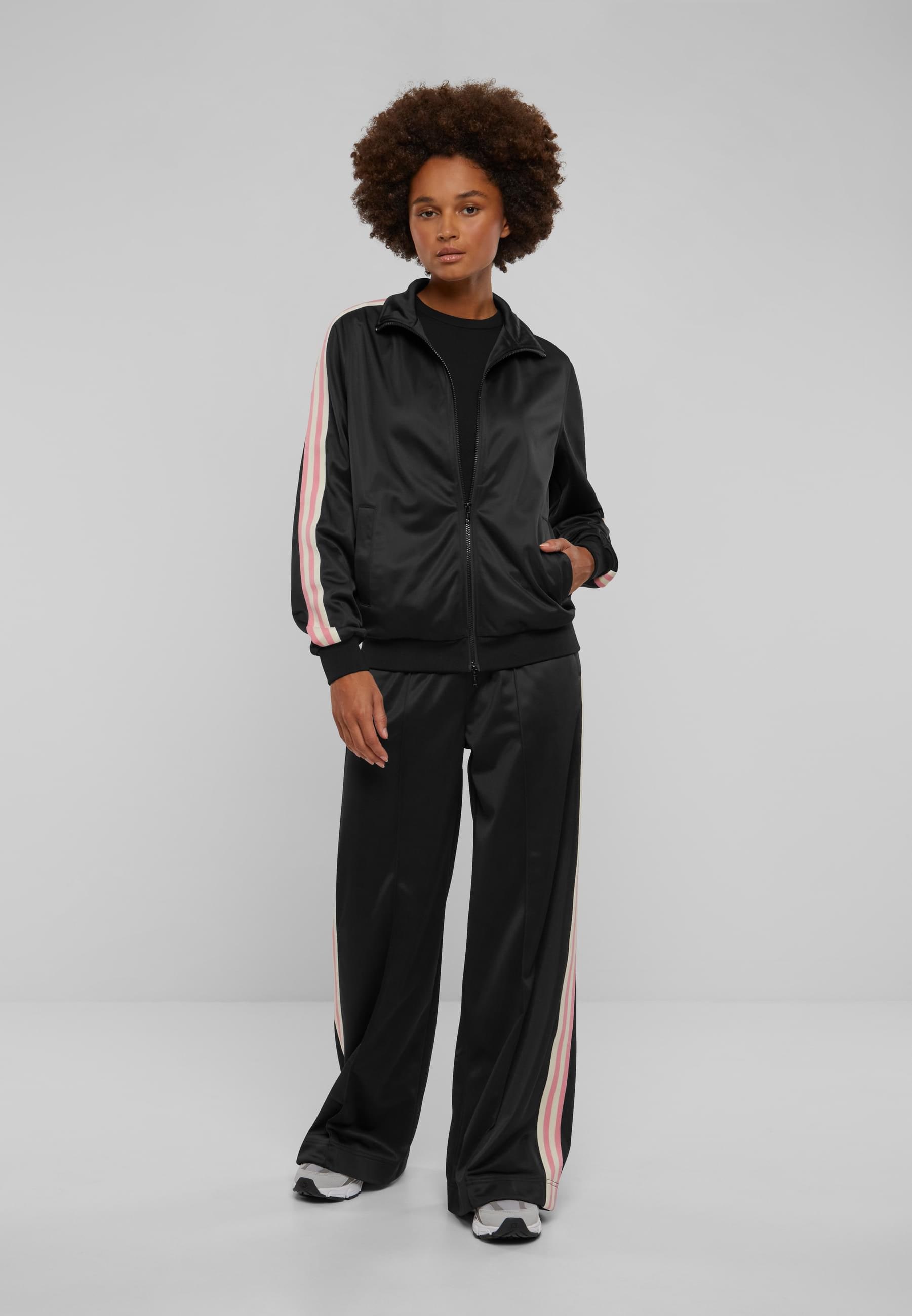 URBAN CLASSICS Trainingsjacke »Urban Classics Damen Ladies Retro Track Jacket« 1 Stk. tlg. ohne Kapuze