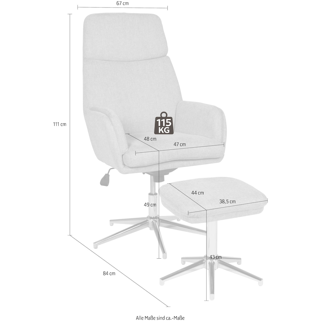 Duo Collection TV-Sessel »Whitby mit Wippfunktion, Härtegradeinstellung, Feststellung«