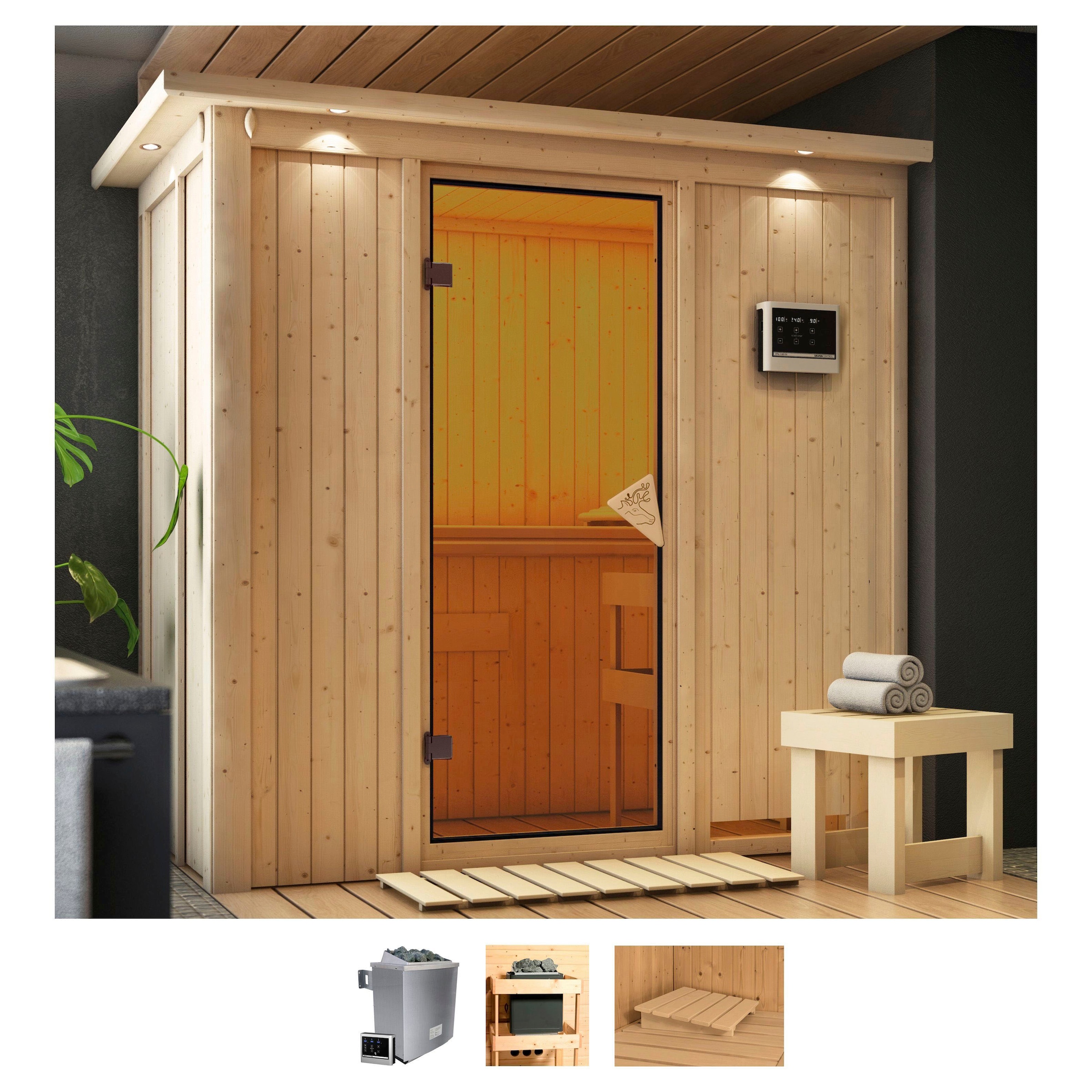 Karibu Sauna »Vada«, 9 KW-Ofen mit externer Steuerung günstig online kaufen