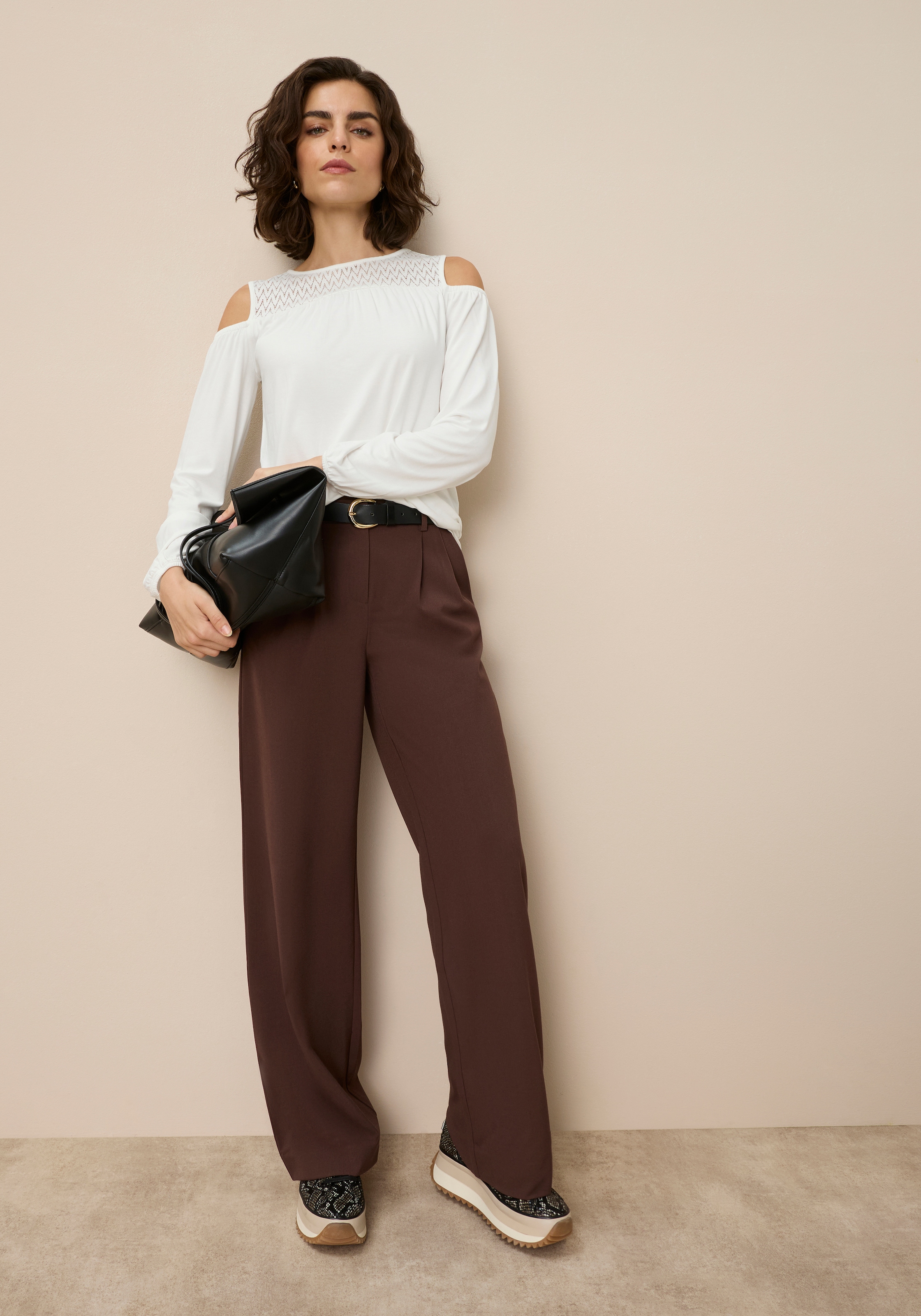 Laura Scott Langarmshirt lässig geschnitten, Langarm, femininer Stil