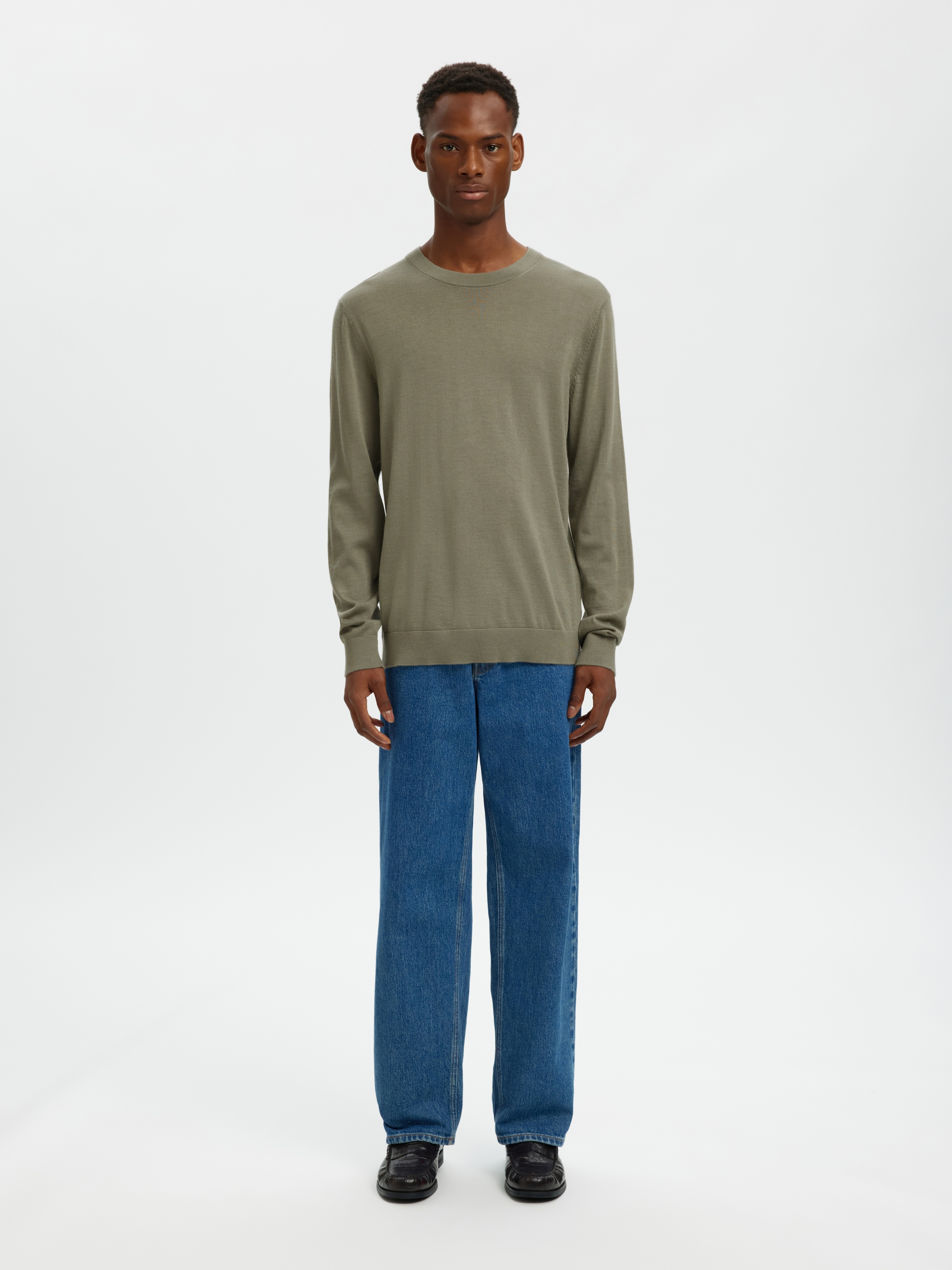 SELECTED Rundhalspullover »SLHTRAY LS KNIT MERINO CREW NECK NOOS« Wolle, regular fit