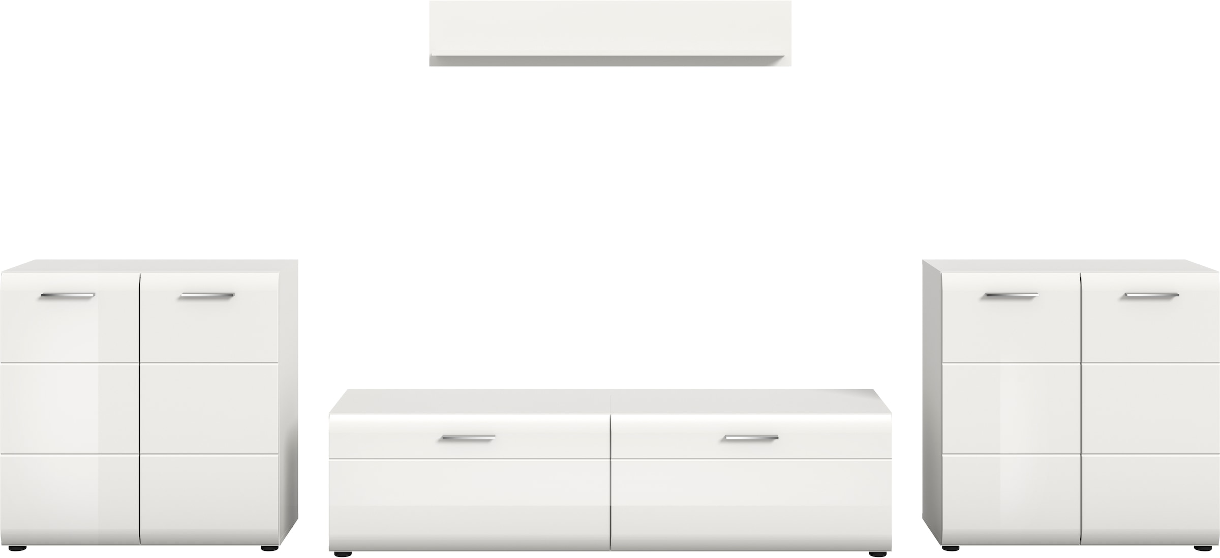 INOSIGN Wohnwand »FLORENZ, 4-teilige Wohn-Kombination, hochwertige MDF-Front« Set, Set, best. aus: 2 Kommoden, 1 Lowboard, 1 Wandboard, 4 Stk. tlg.