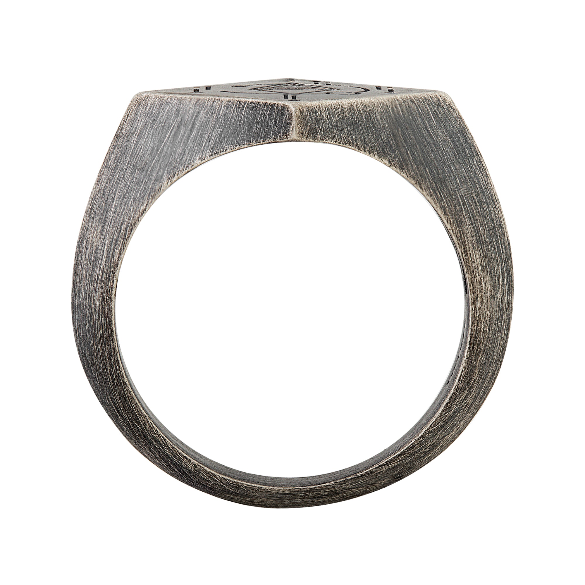 CAÏ Fingerring »925 Silber Siegelring Raute matt oxidiert Tattoo Motiv«