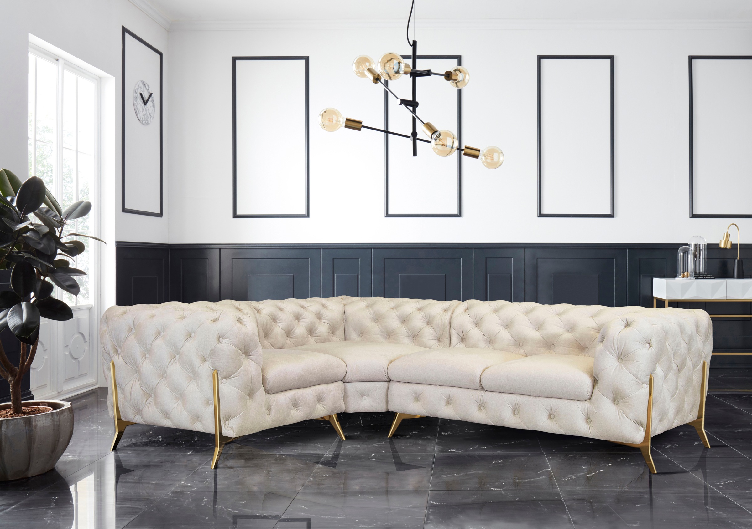 Leonique Chesterfield-Sofa »Amaury L-Form«, moderne Chersterfield-Optik, Br günstig online kaufen