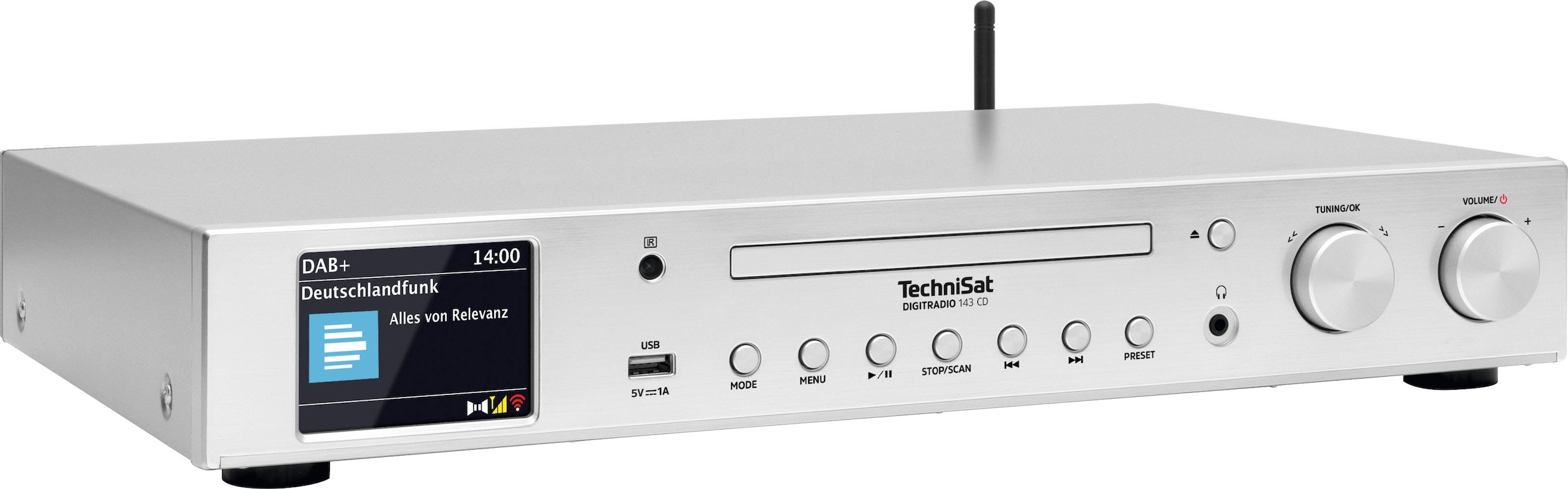 TECHNISAT Digitalradio (DAB+) »DIGITRADIO 143 CD (V3)« (Bluetooth WLAN Digitalradio (DAB+) Internetradio UKW mit RDS ) silber Integrierte...