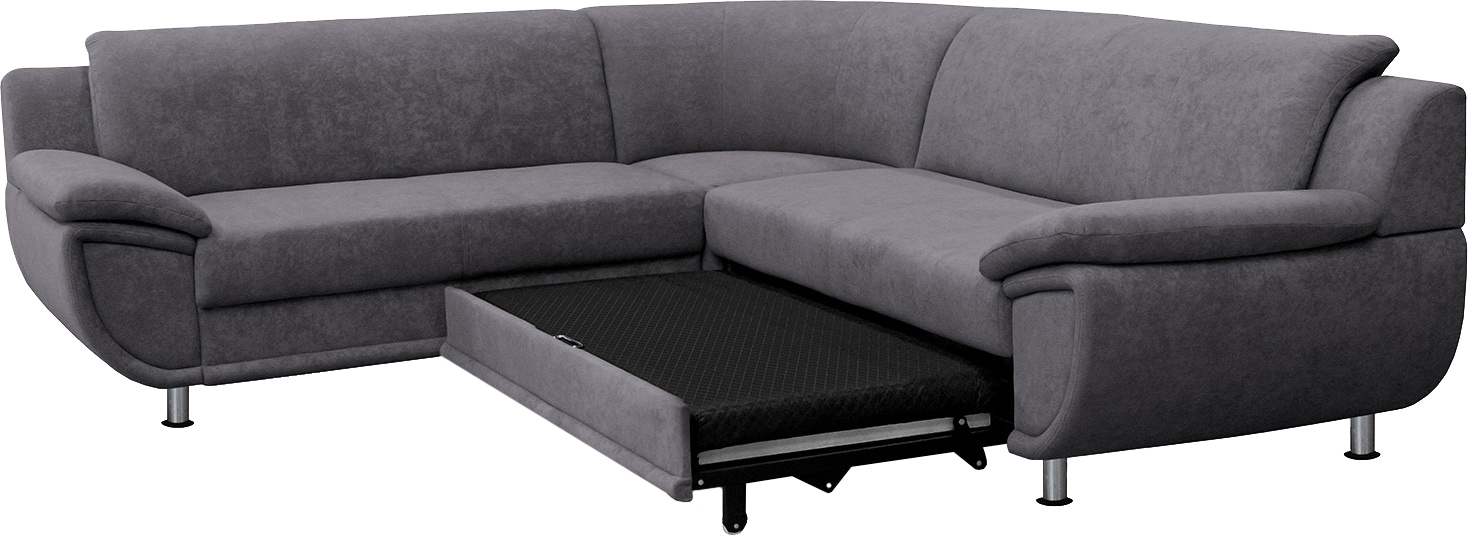 TRENDMANUFAKTUR Ecksofa »Rondo wahlweise mit Schlaffunktion, bequeme Armlehnen, Bestseller«, L-Form, wahlweise mit Federkern bestellbar, Füße chromfarben