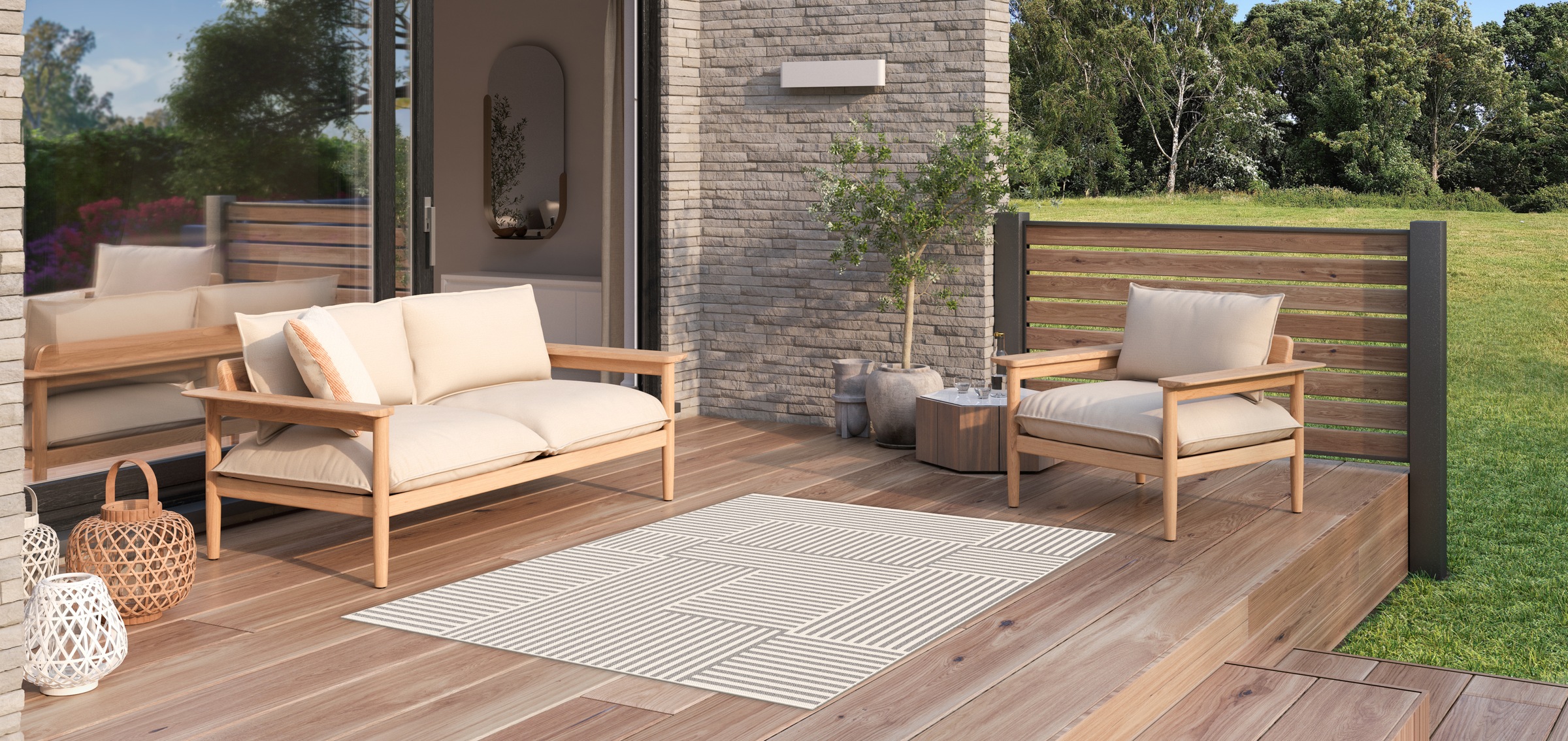 Primaflor-Ideen in Textil Teppich »Outdoorteppich RENEW - Stripes, Made in günstig online kaufen