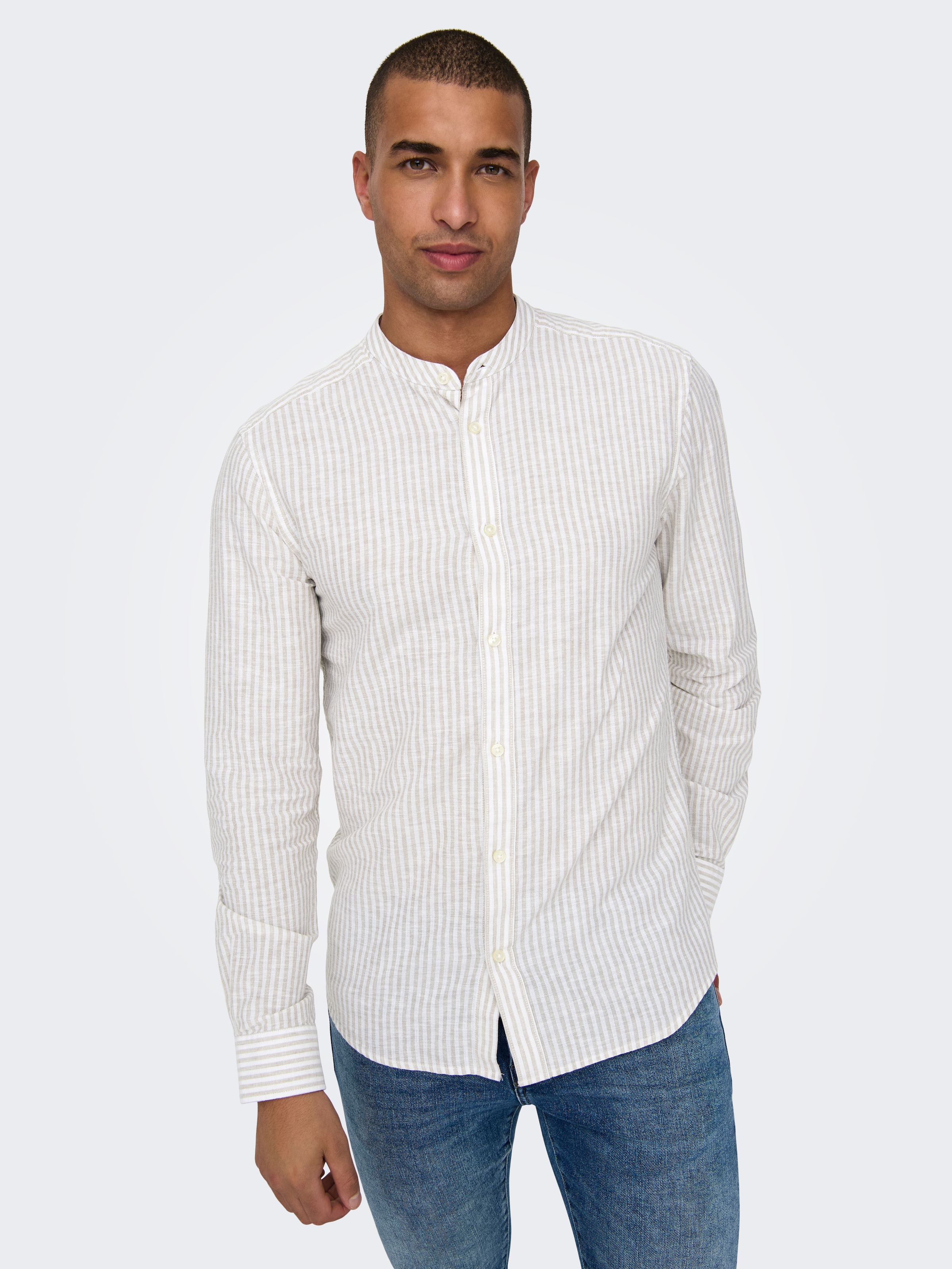 ONLY & SONS Langarmhemd »ONSCAIDEN LS MAO STRIPE LINEN SHIRT NOOS«