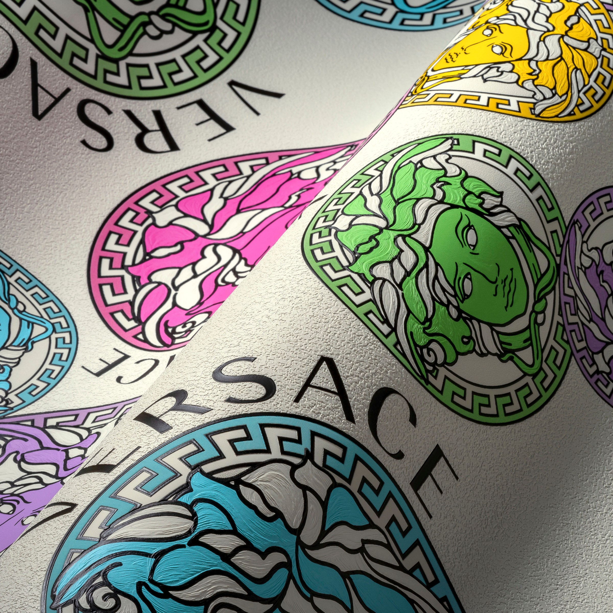 Versace Vliestapete »Wallpaper Versace 5 Medusakopf«, leicht glänzend-gemustert-abstrakt, Designertapete Tapeten Wohnzimmer Schlafzimmer Küche Flur Design Optik