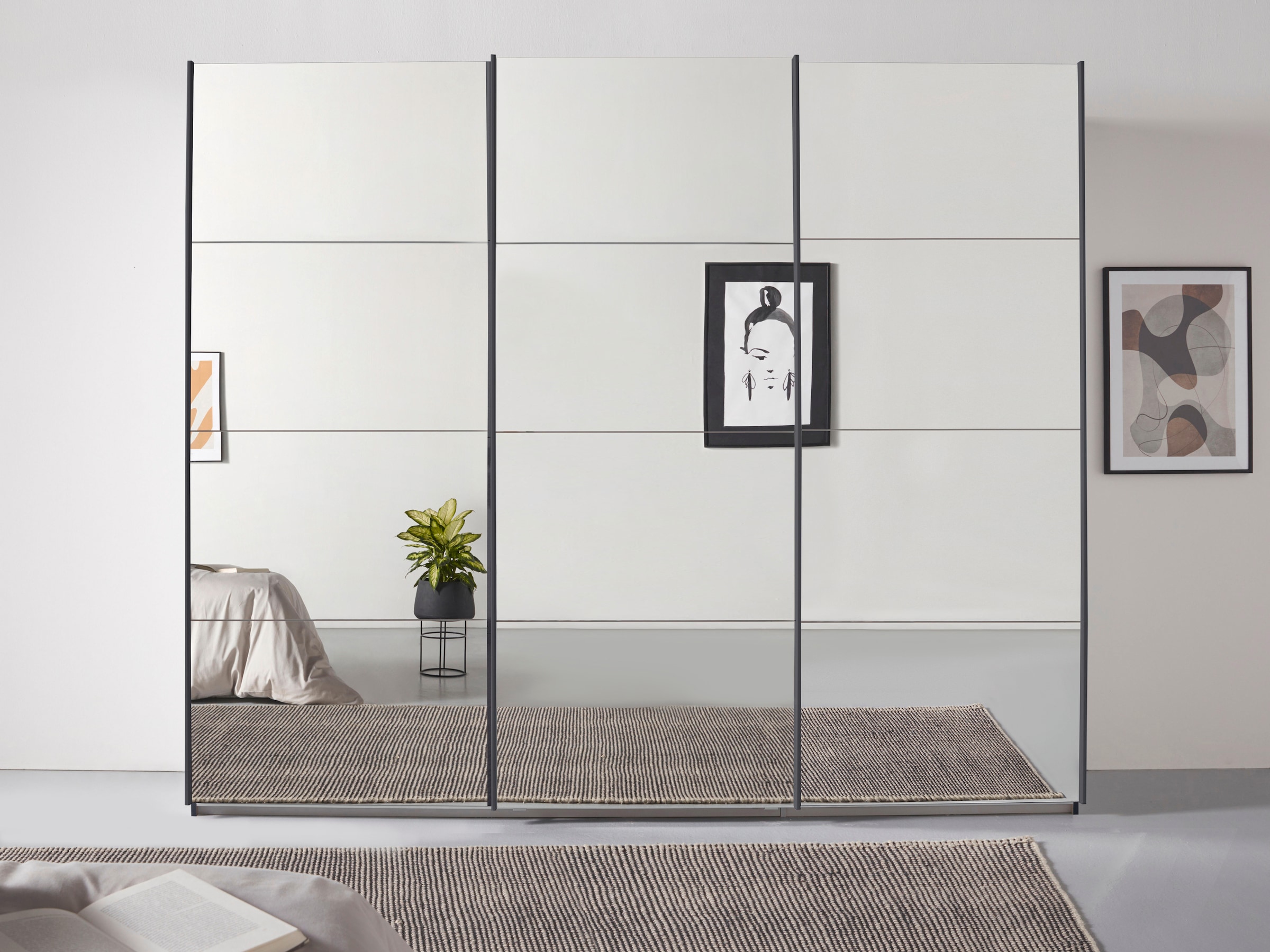 rauch Schwebetürenschrank »Kleiderschrank Schrank Garderobe ORACLE mit Spiegelfront«, inkl. Schubladen-Einsatz und extra Einlegeböden MADE IN GERMANY