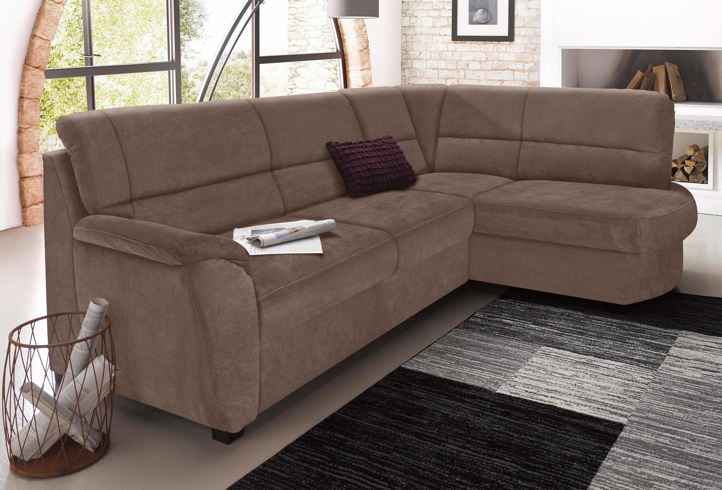 sit&more Ecksofa »Pandora L-Form«, wahlweise mit Bettfunktion und Bettkasten