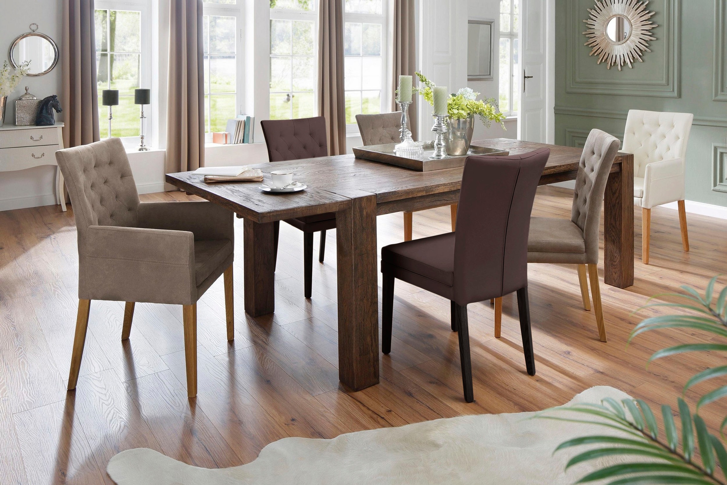 Home affaire 4-Fußstuhl »Colorado«, (Set), 6 St., Kunstleder, Beine aus Buche, wengefarben lackiert, Im 2er, 4er oder 6er-Set