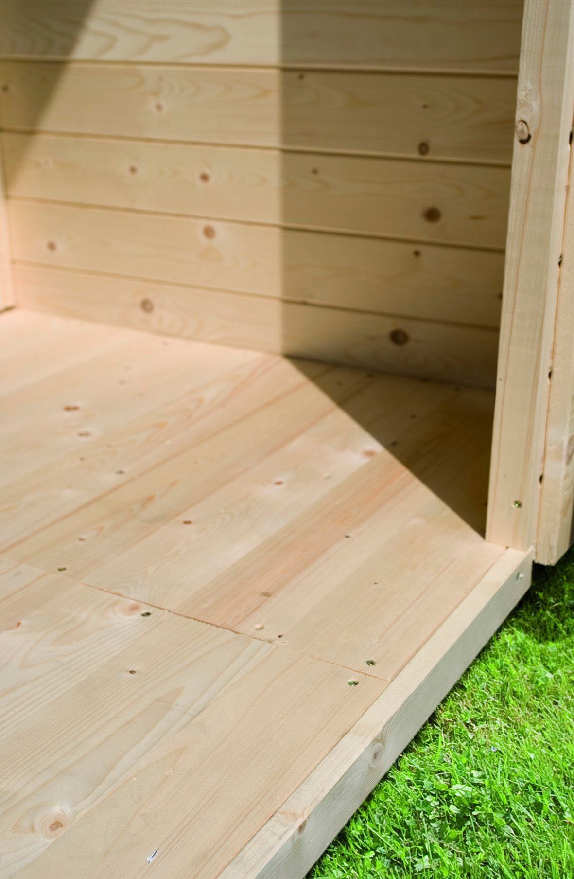 KONIFERA Saunahaus »Maiko 5 SET B«, terragrau, mit Ofen 9 kW Bio ext. Steuerung