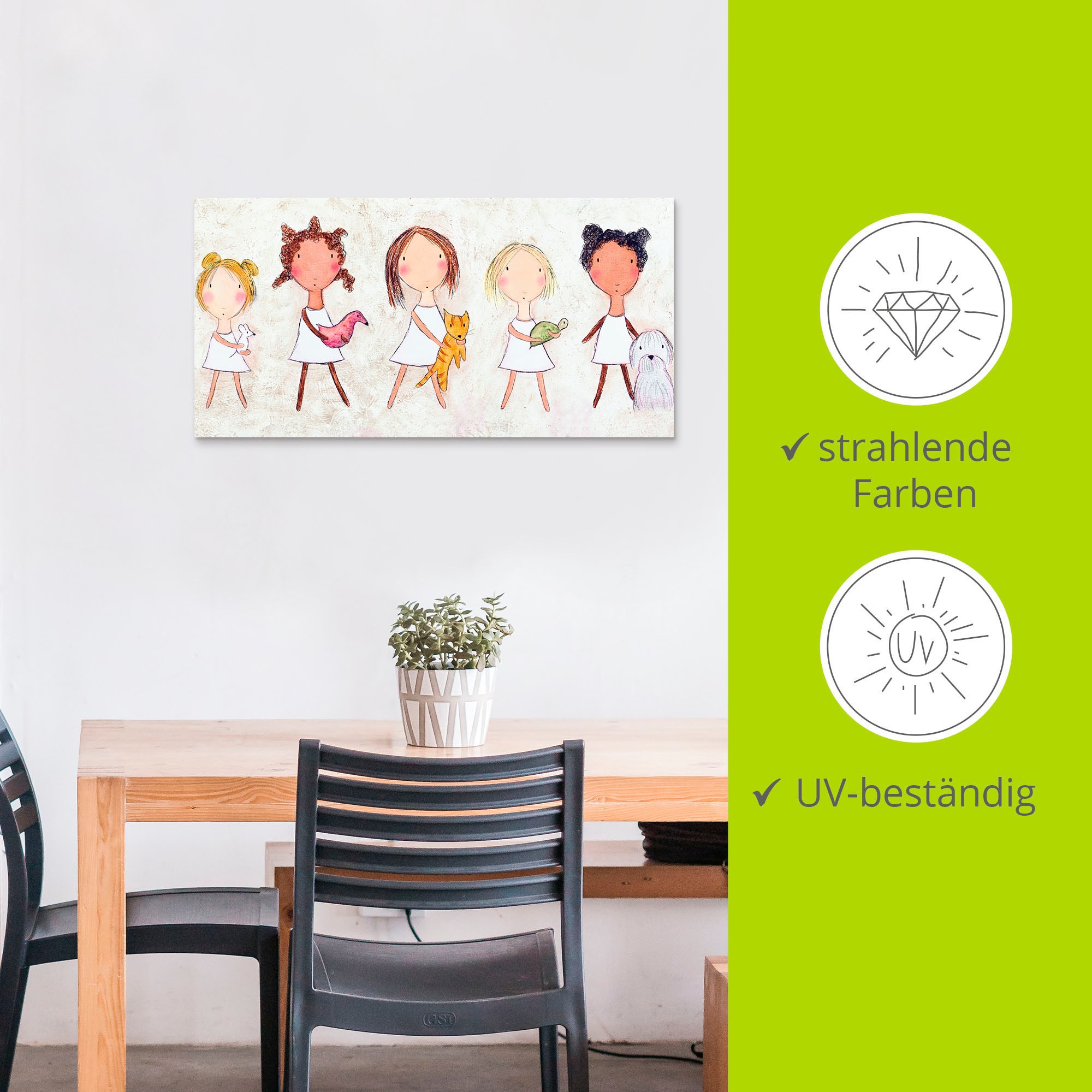 Artland Wandbild »Mädchen mit Tieren«, Kinder, (1 St.), als Alubild, Outdoorbild, Wandaufkleber in verschied. Größen