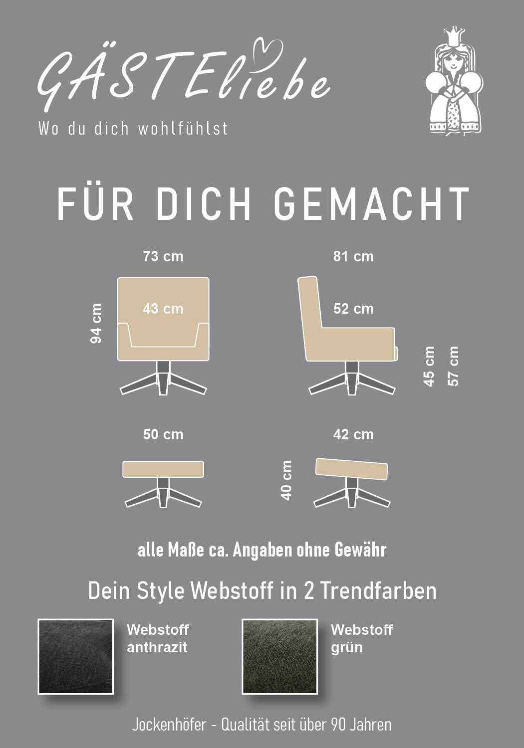 Jockenhöfer Gruppe Relaxsessel »Melania, B: 73 cm, Sitzhöhe: 45 cm« Set: mit Hocker, 360° Drehfunktion, kuscheliger Webstoff