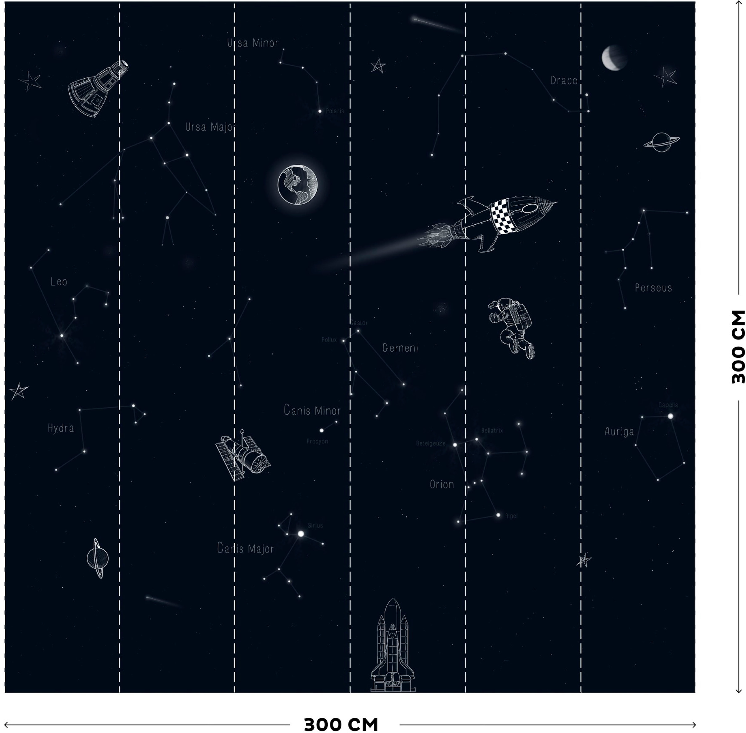 vtwonen Fototapete »Universum«, uni, Schwarz - 300x300cm