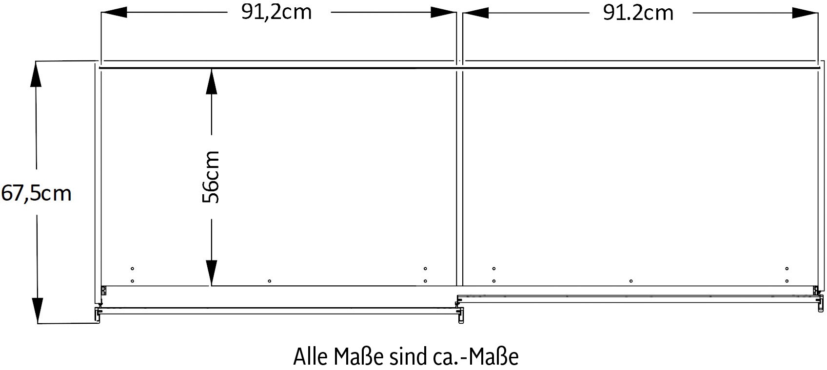 STAUD Schwebetürenschrank »Includo_Minisystem_08_2-türig, Made in Germany« Mit vier verschiedenen Ausstattungsvarianten