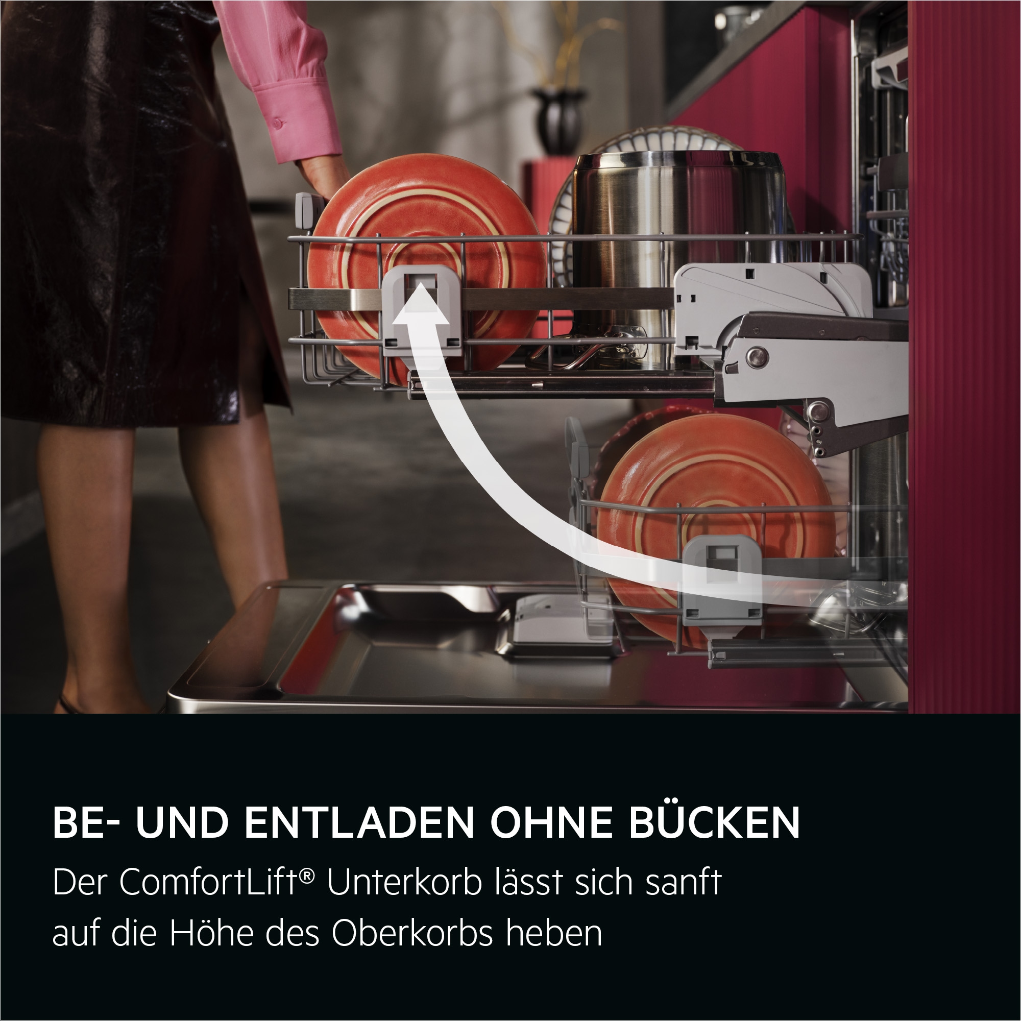 AEG vollintegrierbarer Geschirrspüler 8000 »GI8200B4SC« ComfortLift® Unterkorb: Be- und Entlade deine Spülmaschine ohne Bücken