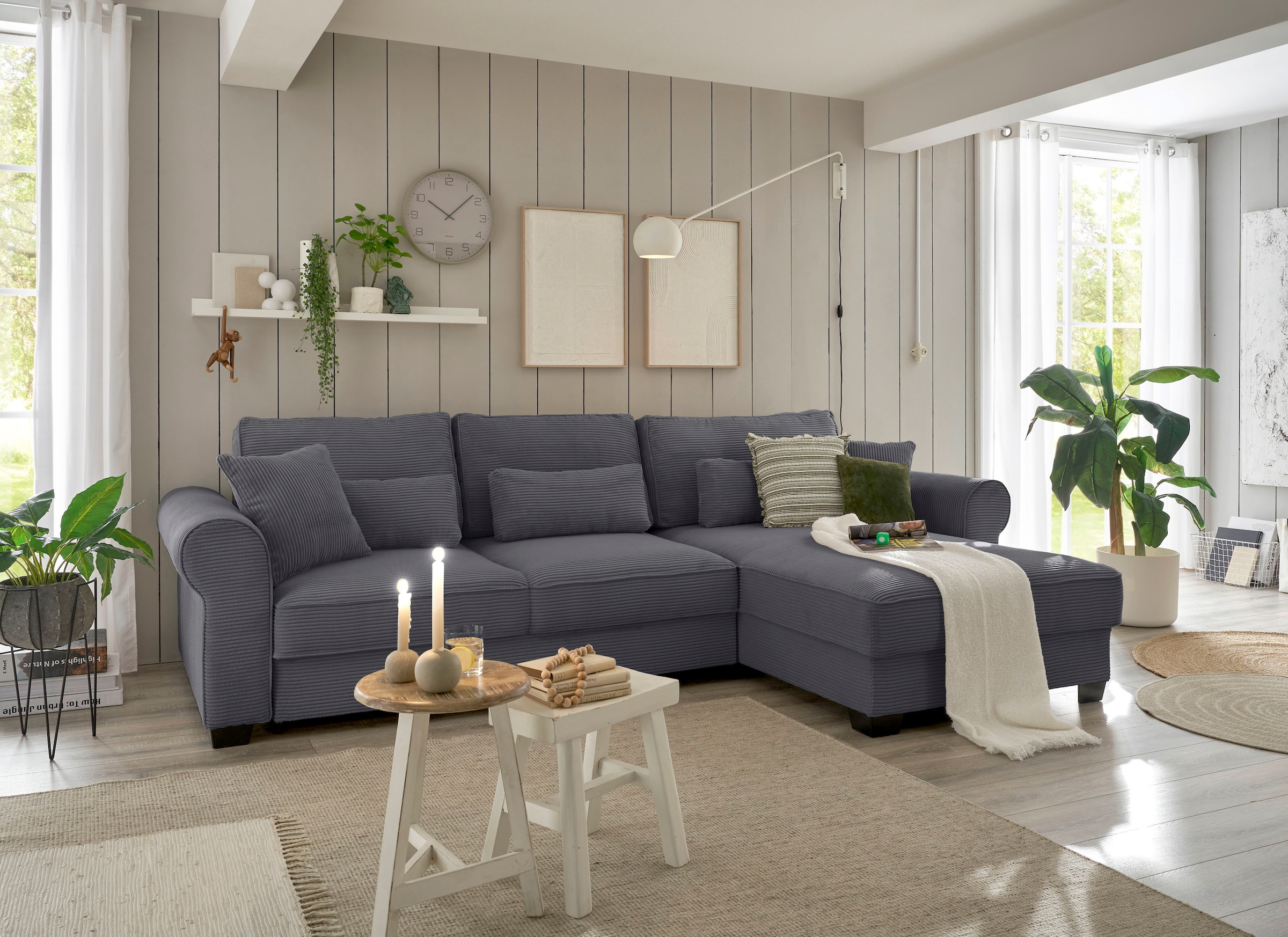 ED EXCITING DESIGN Ecksofa »Angelina L-Form«, mit Bettfunktion, Bettkasten günstig online kaufen
