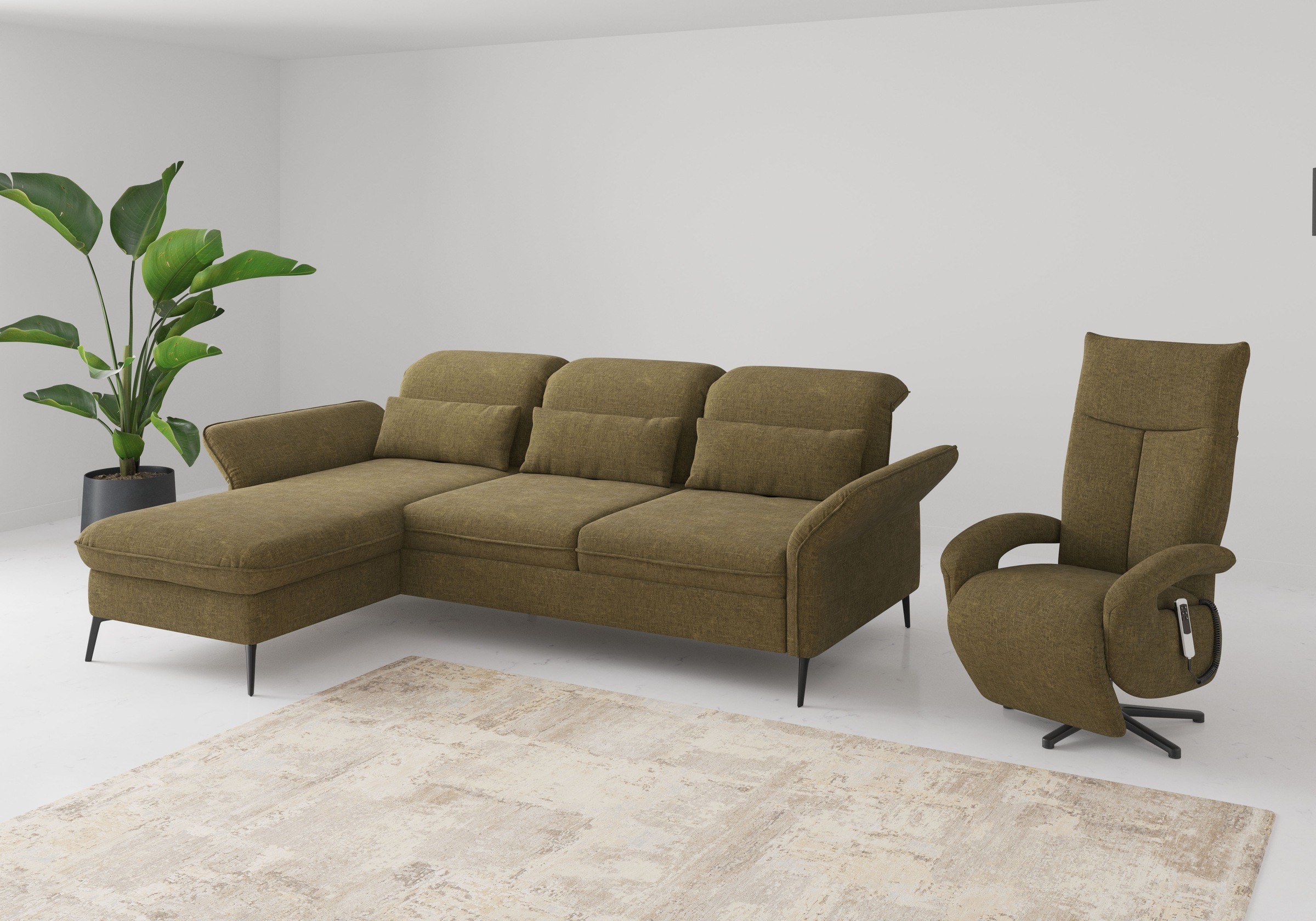 sit&more Ecksofa »Emely«, mit Sitztiefenverstellung optional mit Bettfunktion und Bettkasten