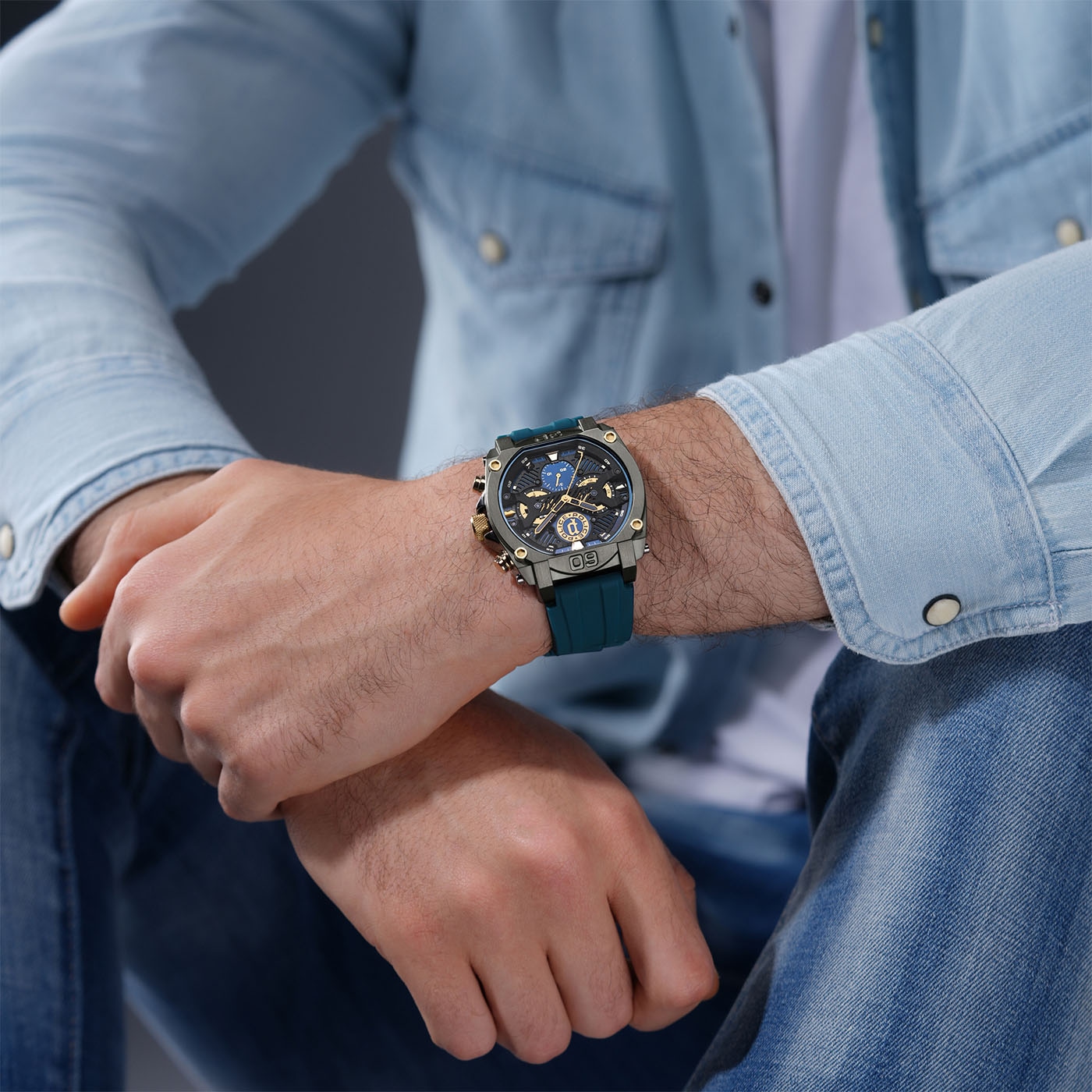 Police Multifunktionsuhr »NORWOOD«, Quarzuhr, Armbanduhr, Herrenuhr, Silikonarmband, analog