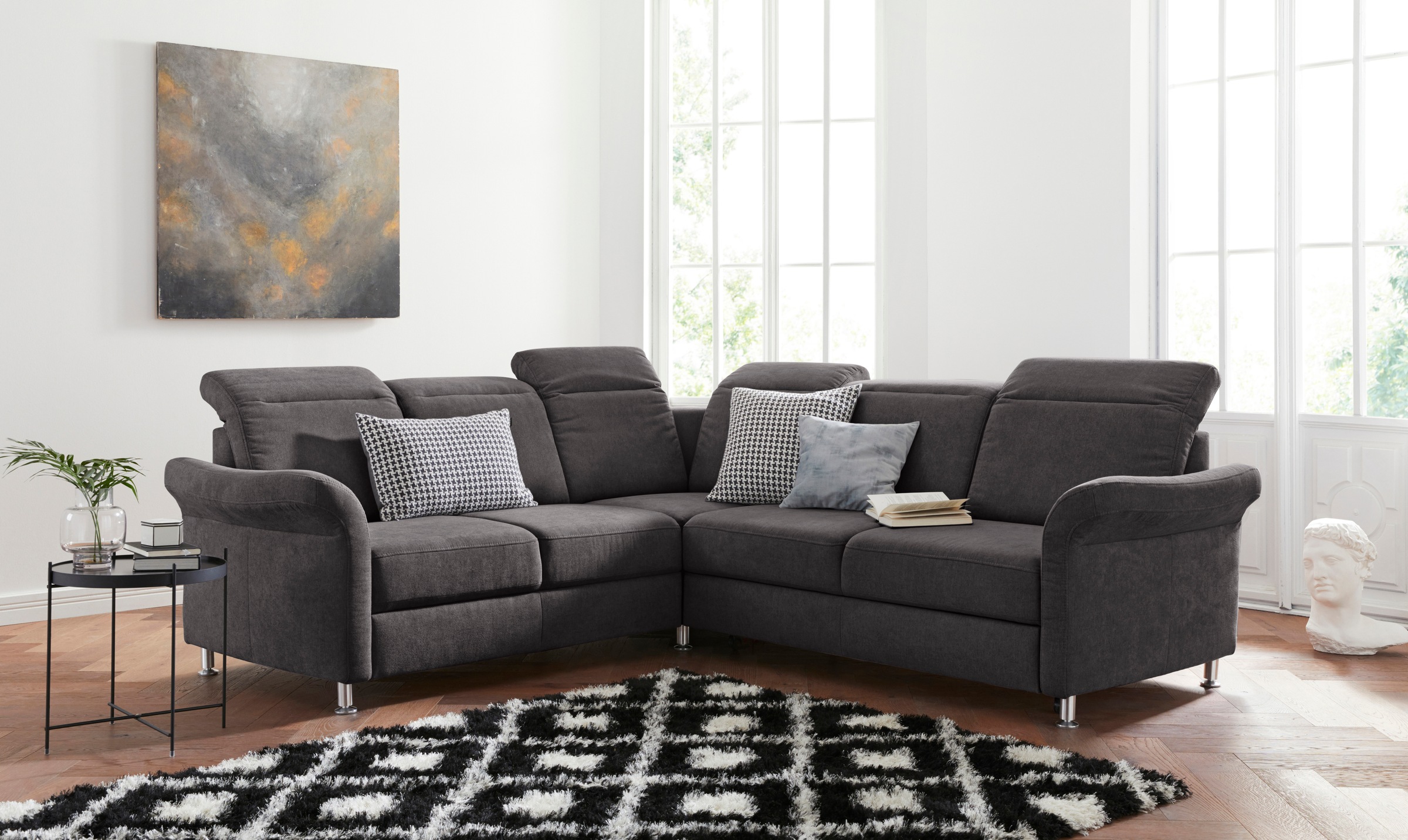 sit&more Ecksofa »Darwin L-Form« inklusive Federkern, wahlweise mit Kopftei günstig online kaufen