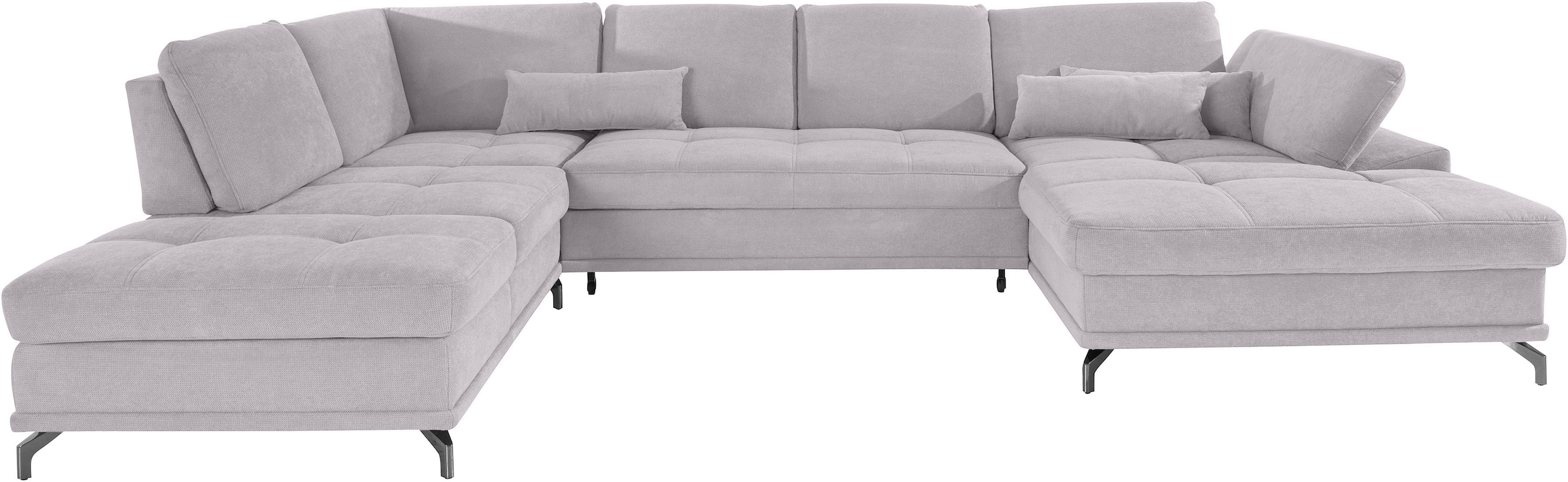 Places of Style Wohnlandschaft »Costello U-Form, mit Sitztiefenverstellung, Armteilverstellung und«, 3 Nierenkissen, optional Bettfunktion und Bettkasten