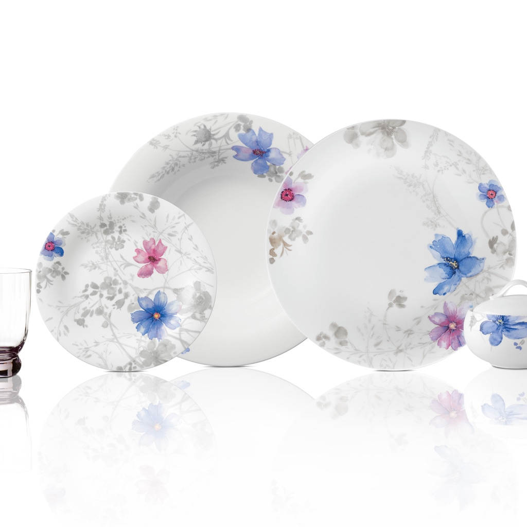 Villeroy & Boch Suppenteller »Suppenteller Mariefleur Gris Basic ø 23,1 cm bunt«