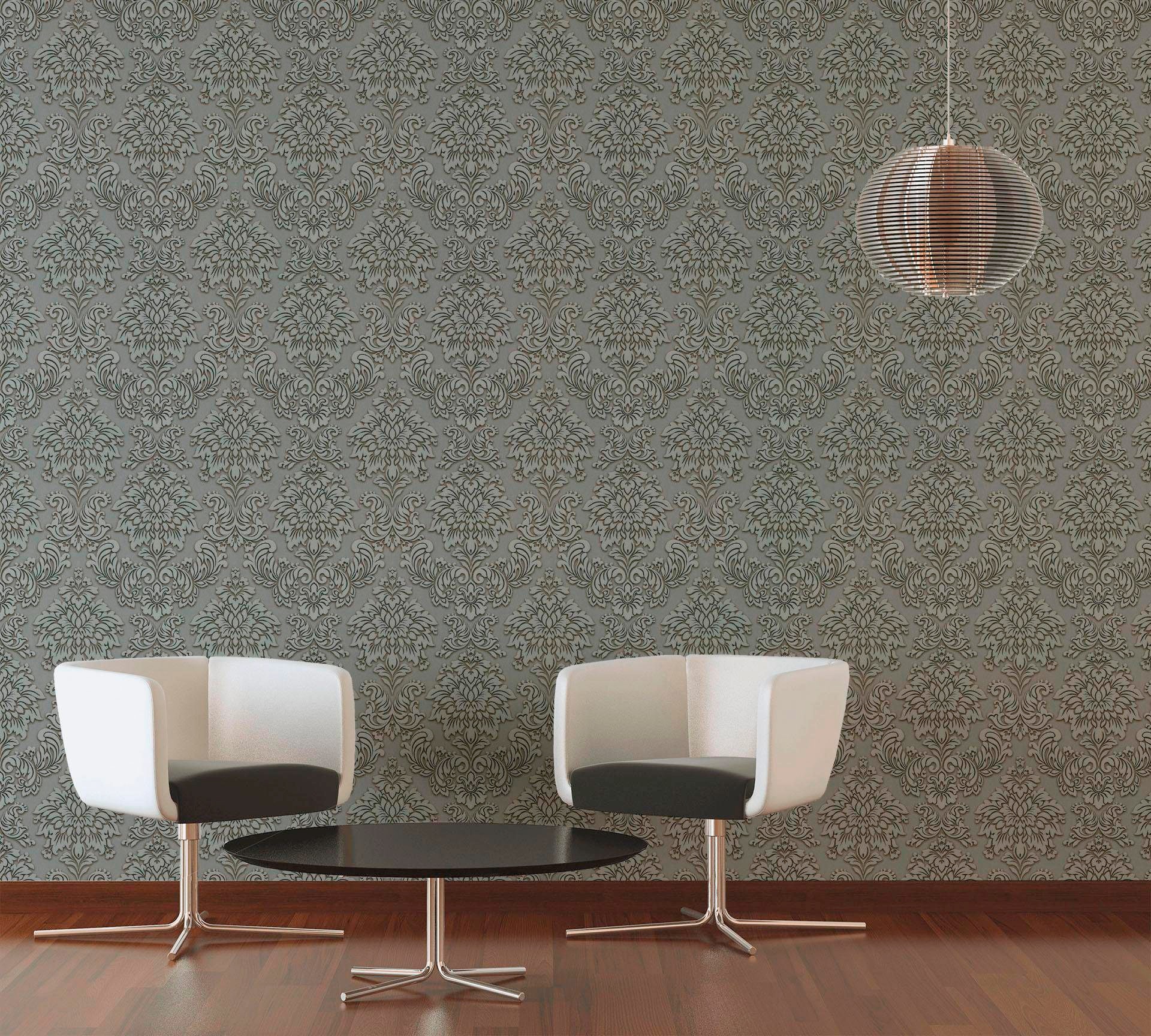 living walls Vliestapete »Metropolitan Stories Lizzy London«, Barock-ornamental-gemustert, Ornament Tapete Barock Metallic Tapeten Wohnzimmer Schlafzimmer Küche