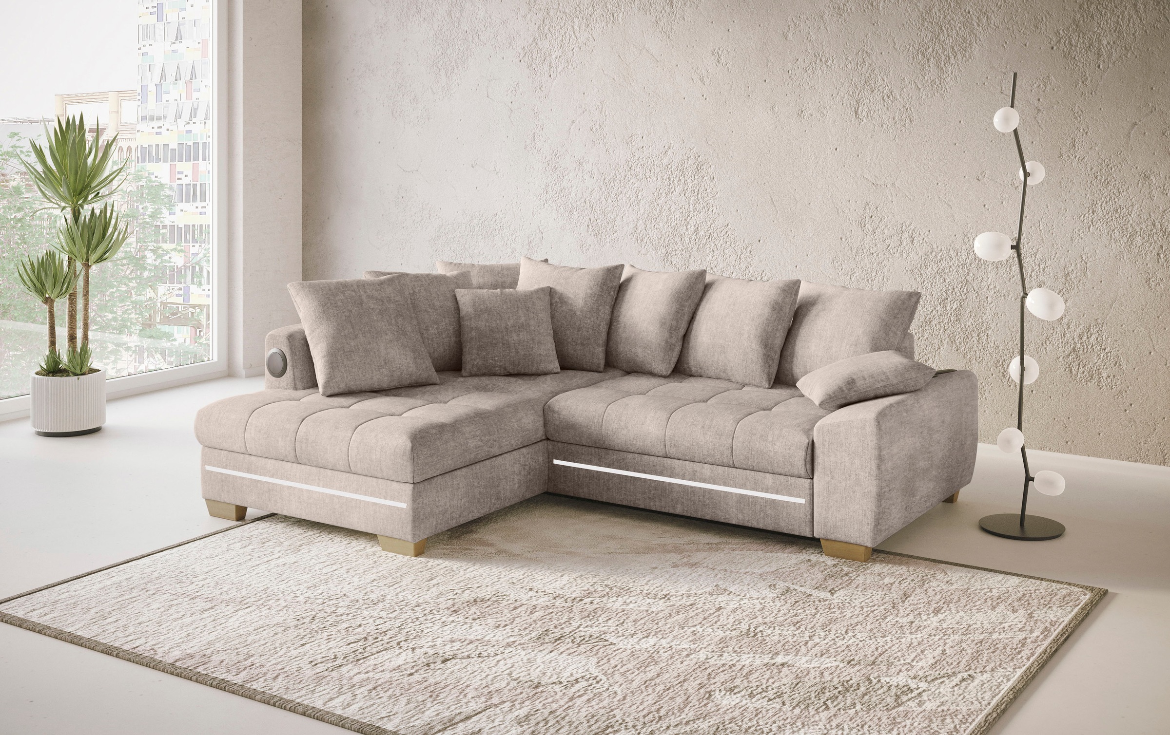 Mr. Couch Ecksofa »Nikita II, L-Form«, mit Kaltschaum, RGB-LED, Soundsystem günstig online kaufen