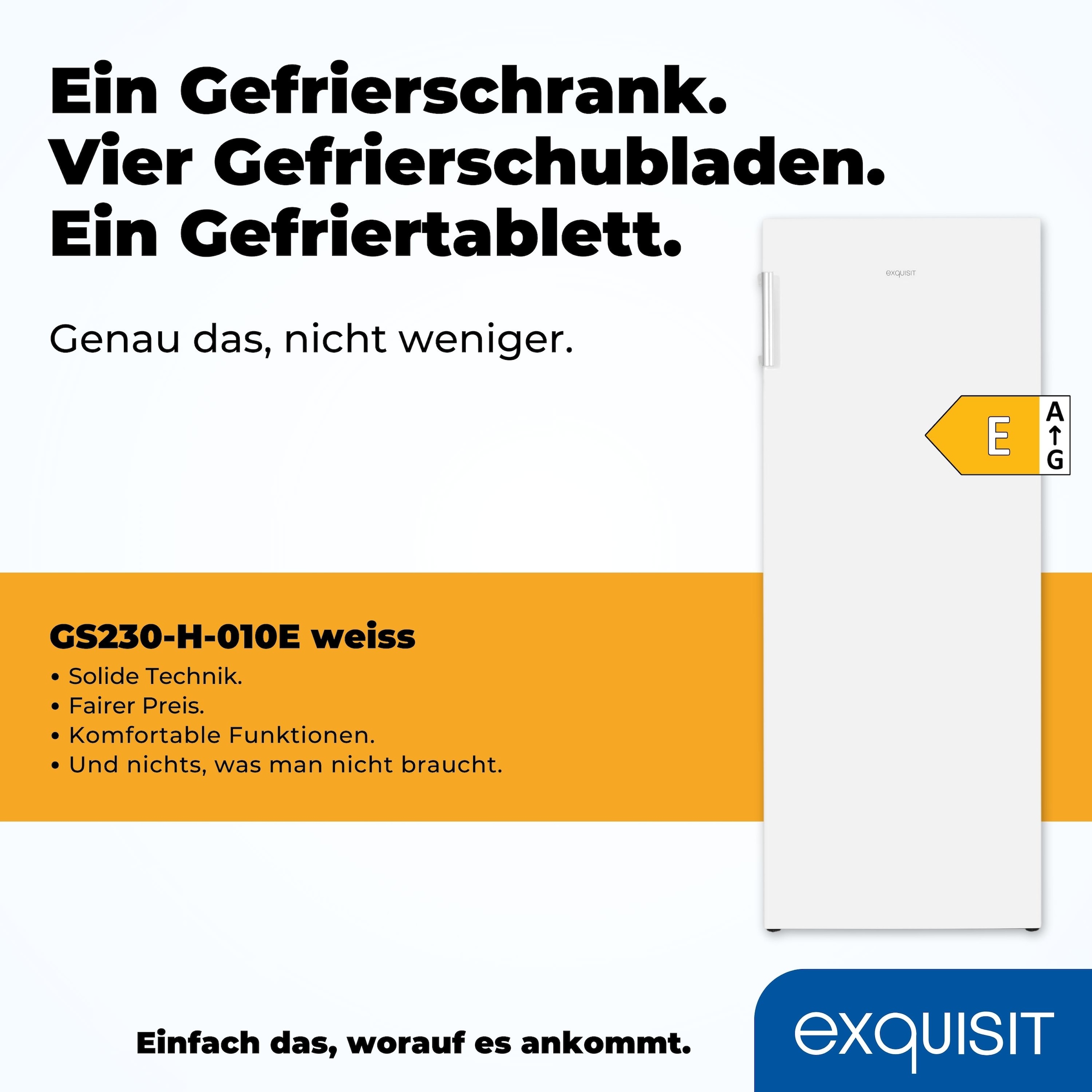 exquisit Gefrierschrank »GS230-H-010E« 143,4 cm hoch 55 cm breit 4*-Gefrierschrank  mit praktischem Griff – leicht & bequem zu öffnen