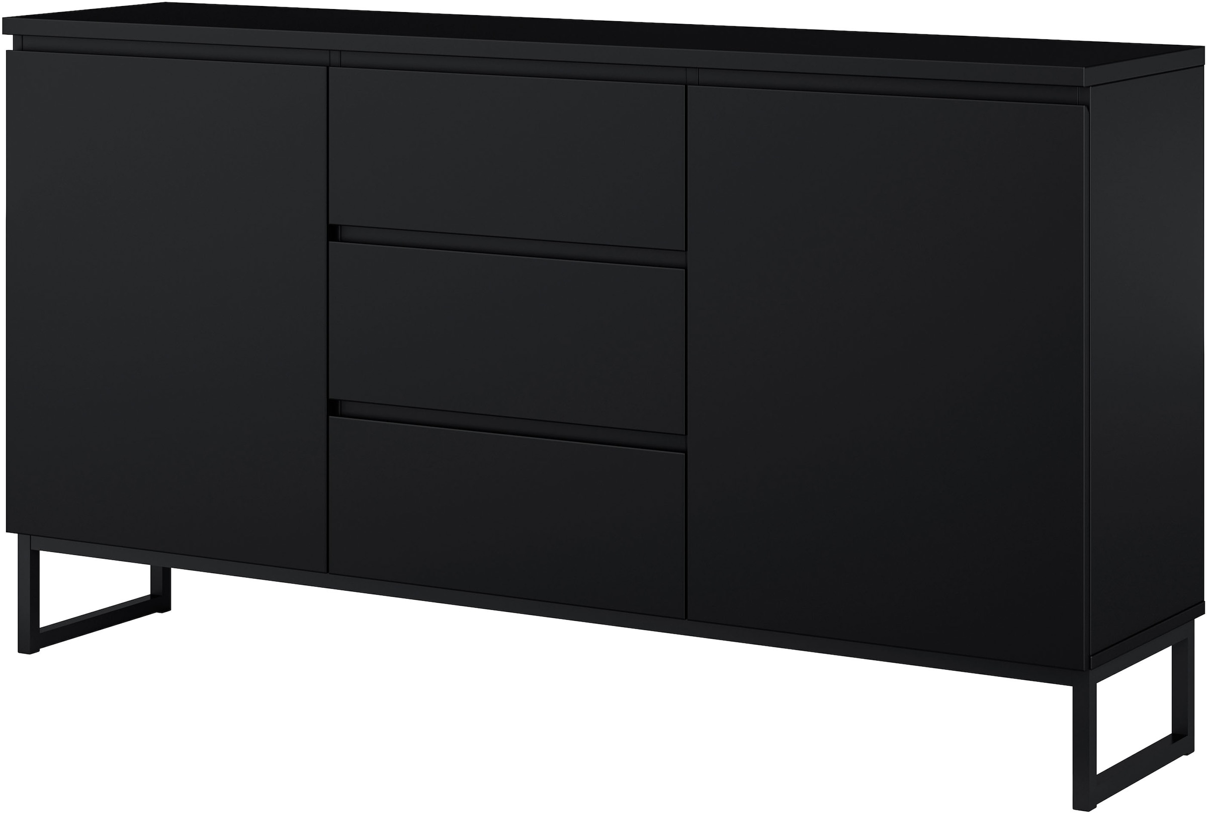 OTTO home Sideboard »Modo II, Breite 150 cm, moderne grifflose Kommode 2Türen/3 SK« Schubladenkommode viel Stauraum, Einlegeböden verstellbar, Metallkufen