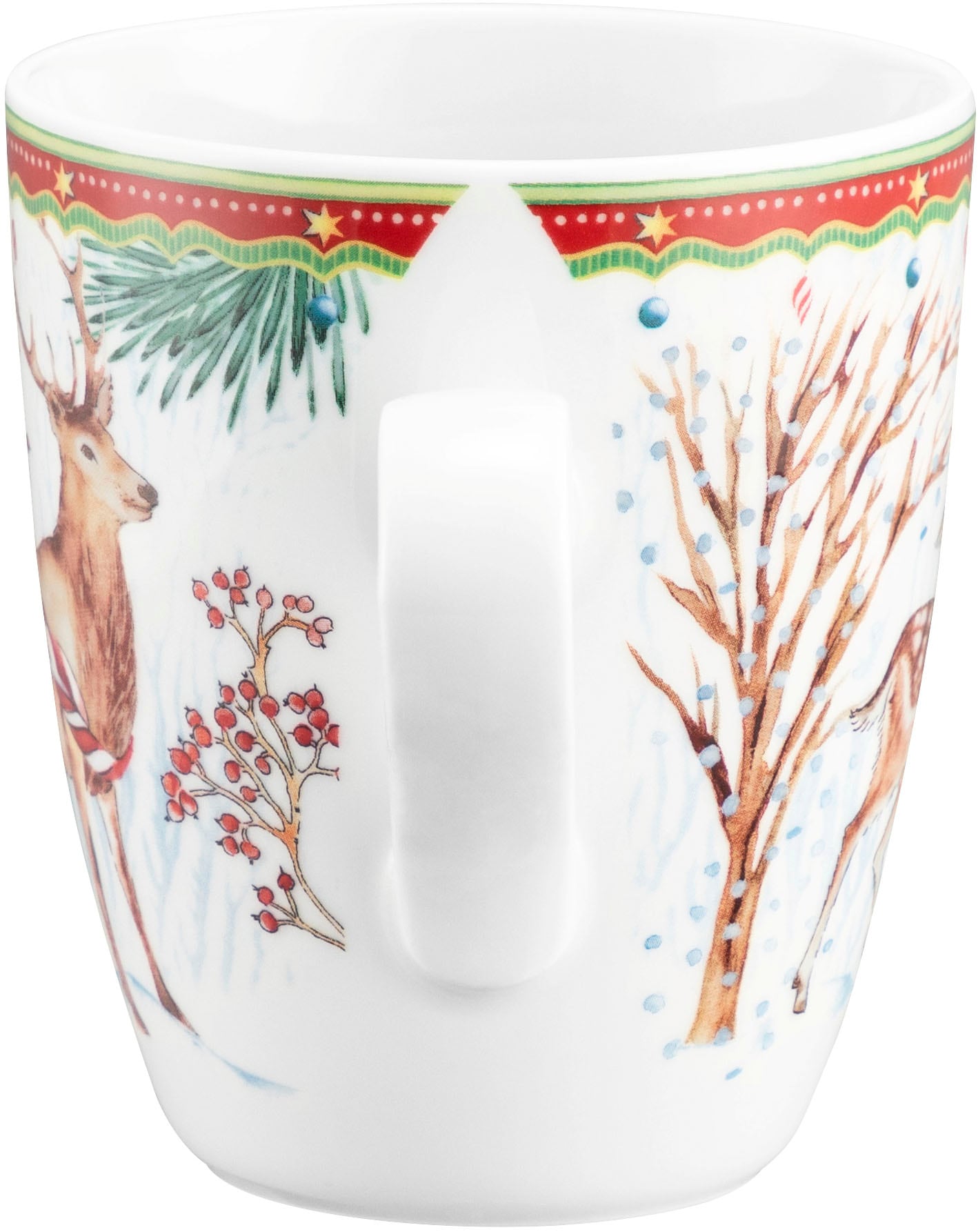 Seltmann Weiden Becher »Life - Hirsch mit Schlitten« Becher mit Henkel 0,40 l und weihnachtlichem Dekor