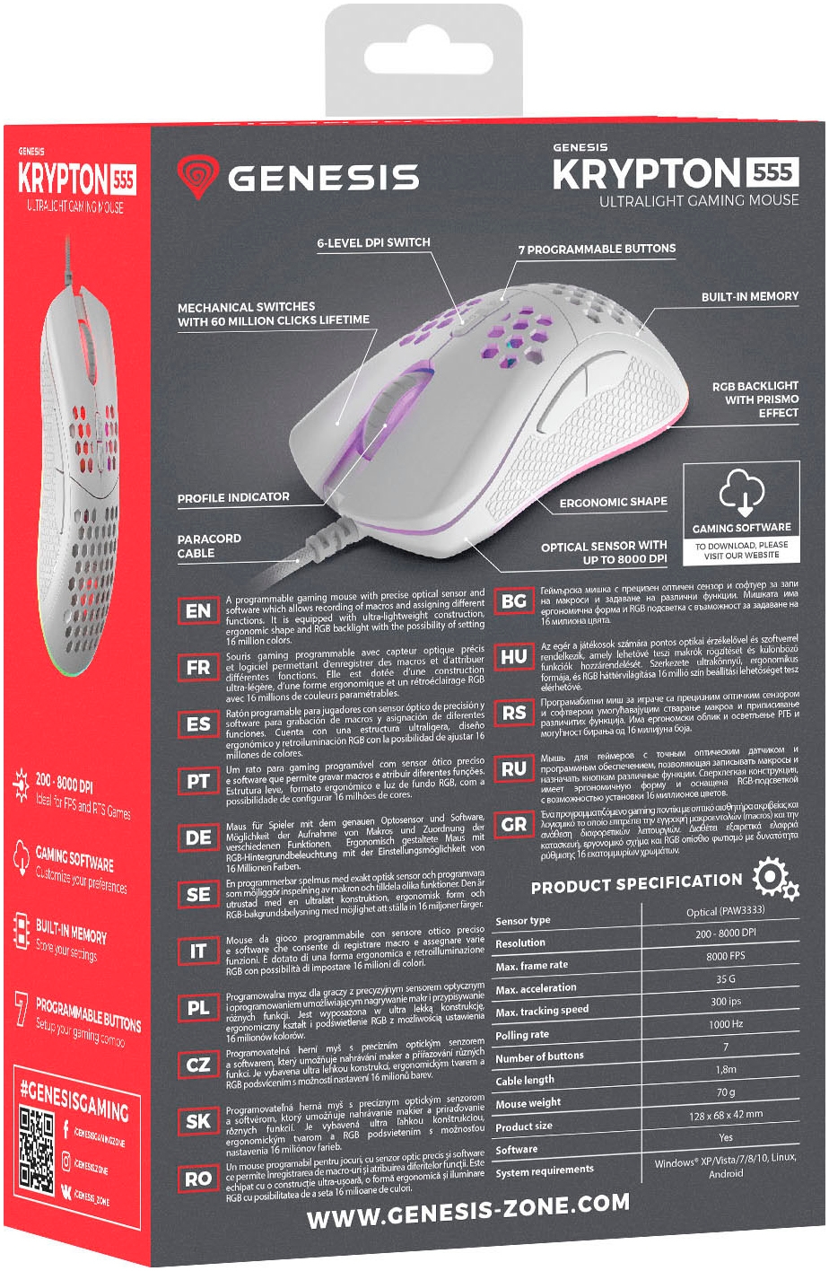 Genesis Gaming-Maus »KRYPTON 750«, kabelgebunden