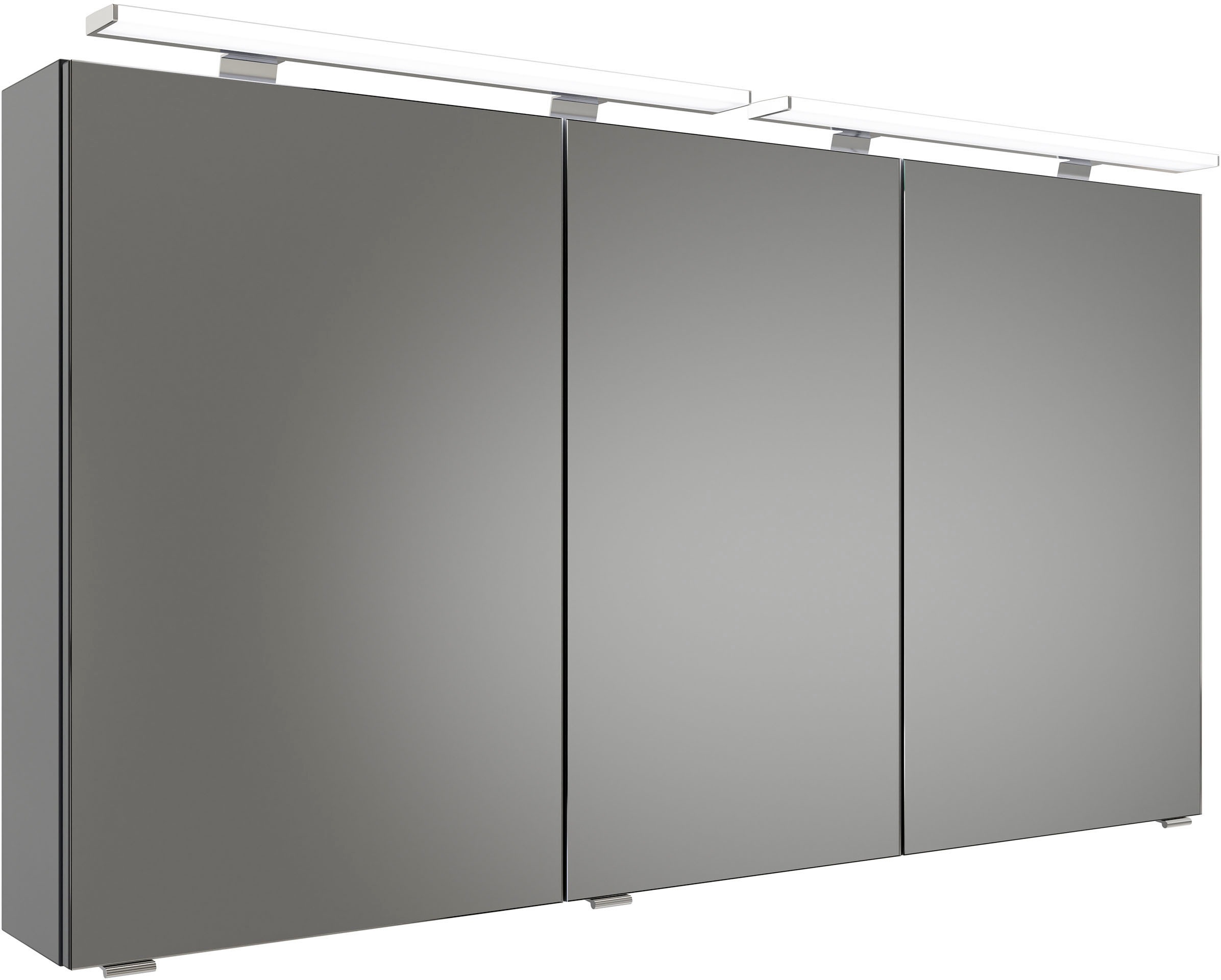 Saphir Badmöbel-Set »Serie 6025 2-teilig Mineralmarmor-Waschtisch mit LED-Spiegelschrank«, (2 St.), Waschplatz 132cm breit, 4 Schubladen, 2 Spiegel-Türen, inkl Türdämpfer