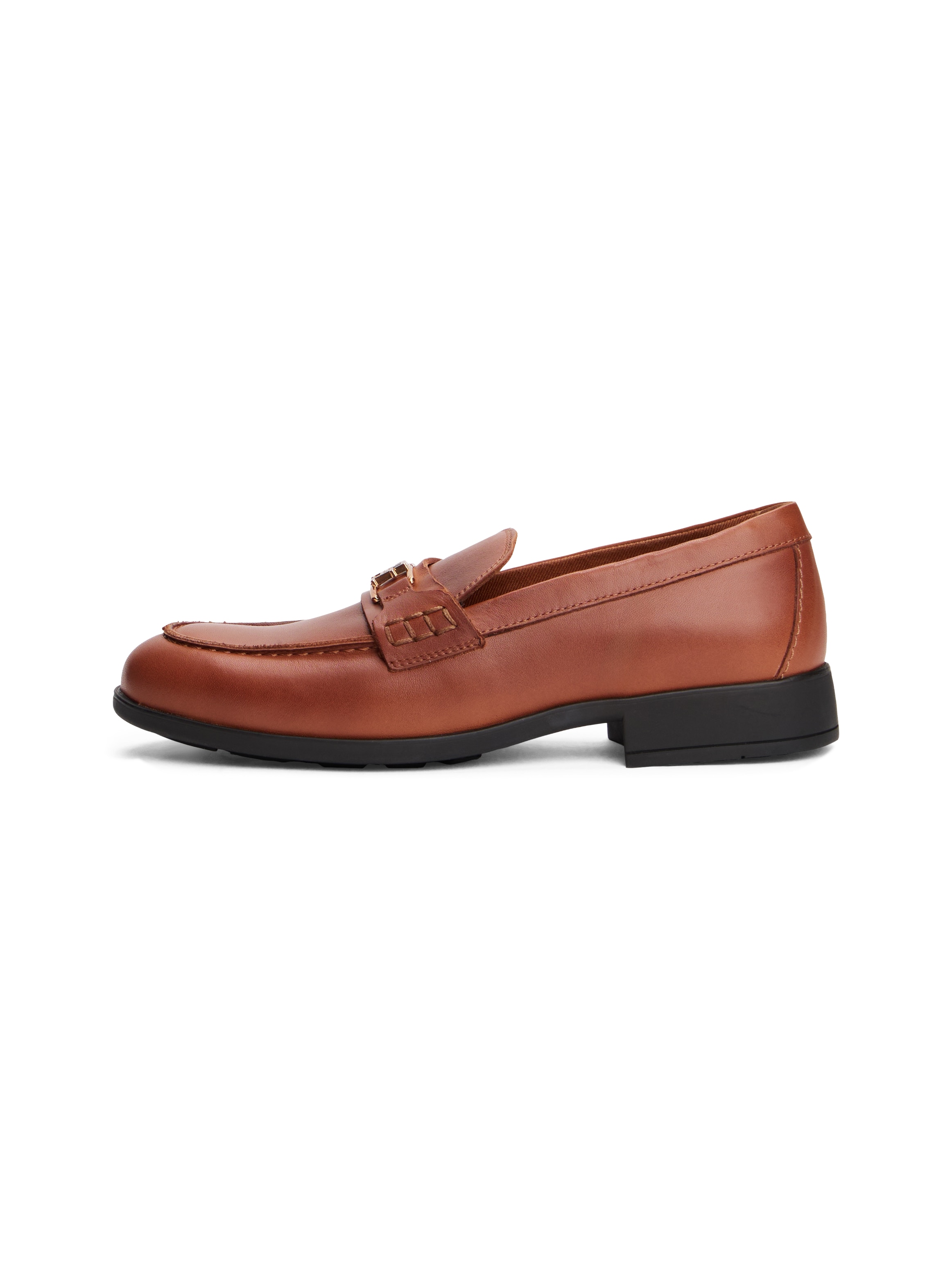 Tommy Hilfiger Loafer »TH LOGO LEATHER LOAFER«, Blockabsatz, Slipper, Businessschuh mit TH-Schmuckspange