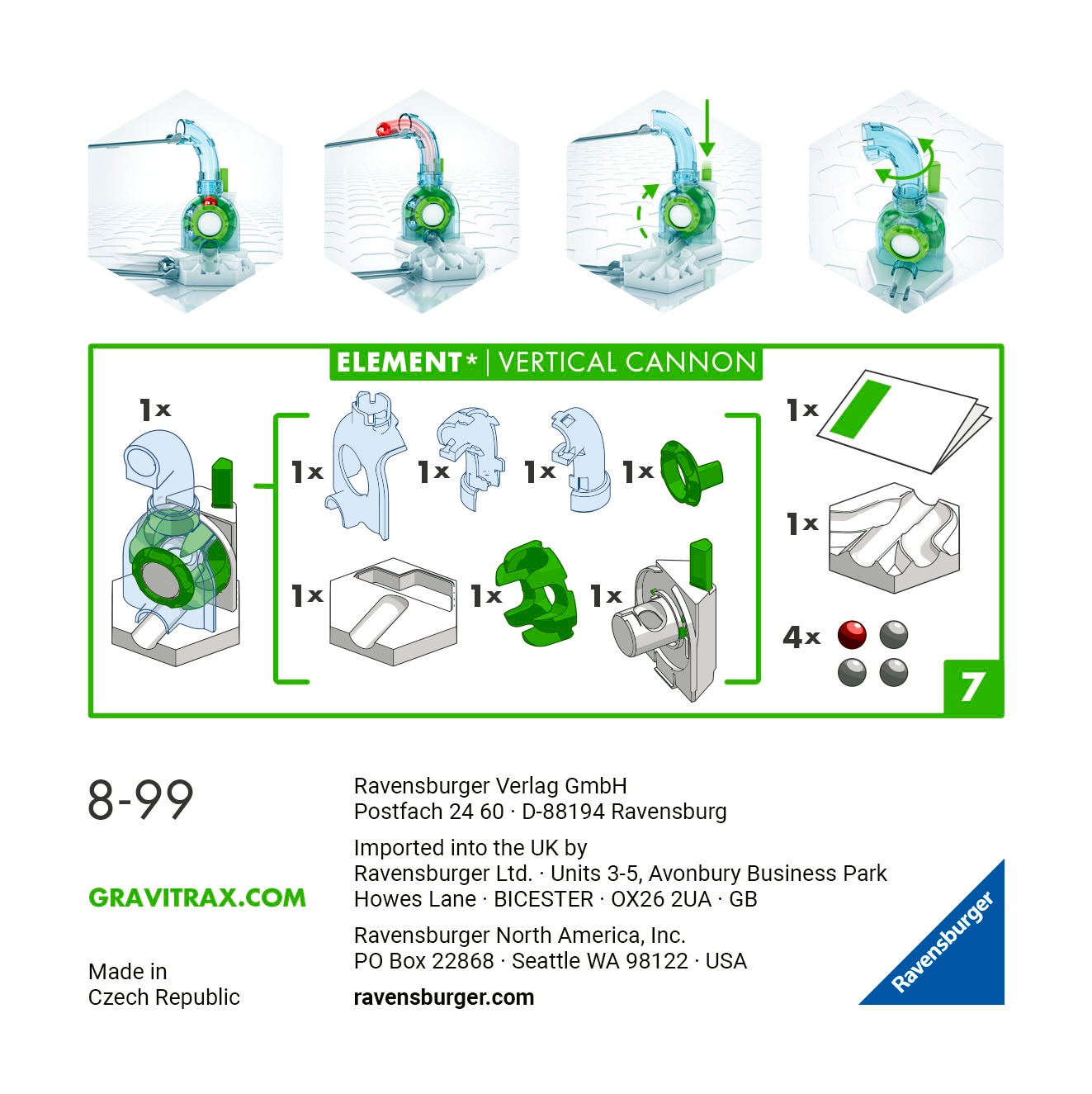 Ravensburger Kugelbahn-Bausatz »GraviTrax Element Vertical Cannon«, Made in Europe