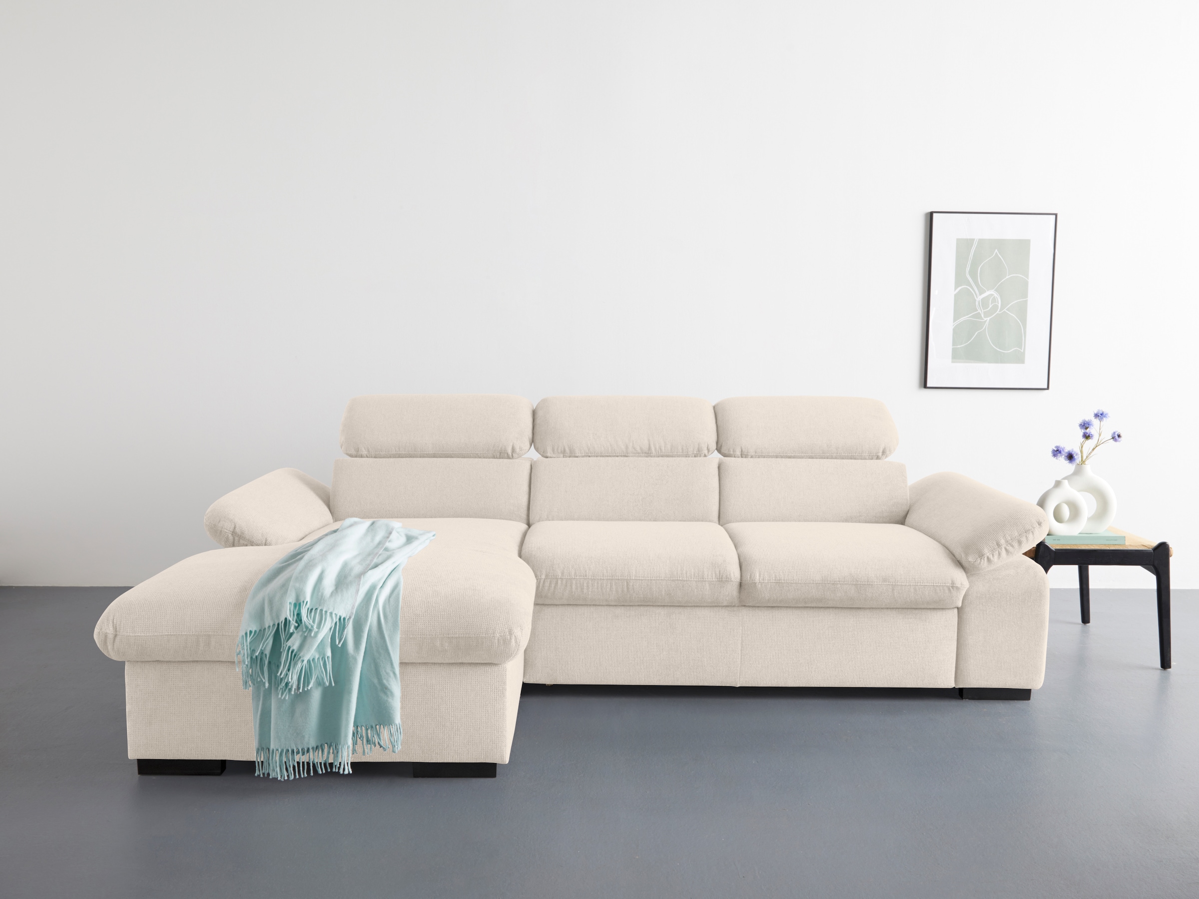 COTTA Ecksofa »Lola L-Form mit Kopfteilfunktion & Hocker« wahlweise mit Bet günstig online kaufen