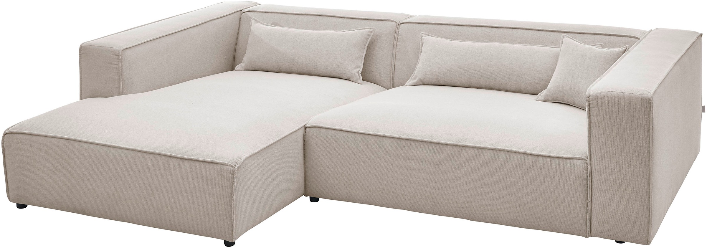 LeGer Home by Lena Gercke Ecksofa »PIARA XXL, Big-Sofa in Cord oder Leinenoptik, L-Form, mit Kedernaht«, wahlweise Ottomane rechts/links, schwarze Füße, extra tiefe Sitzfläche