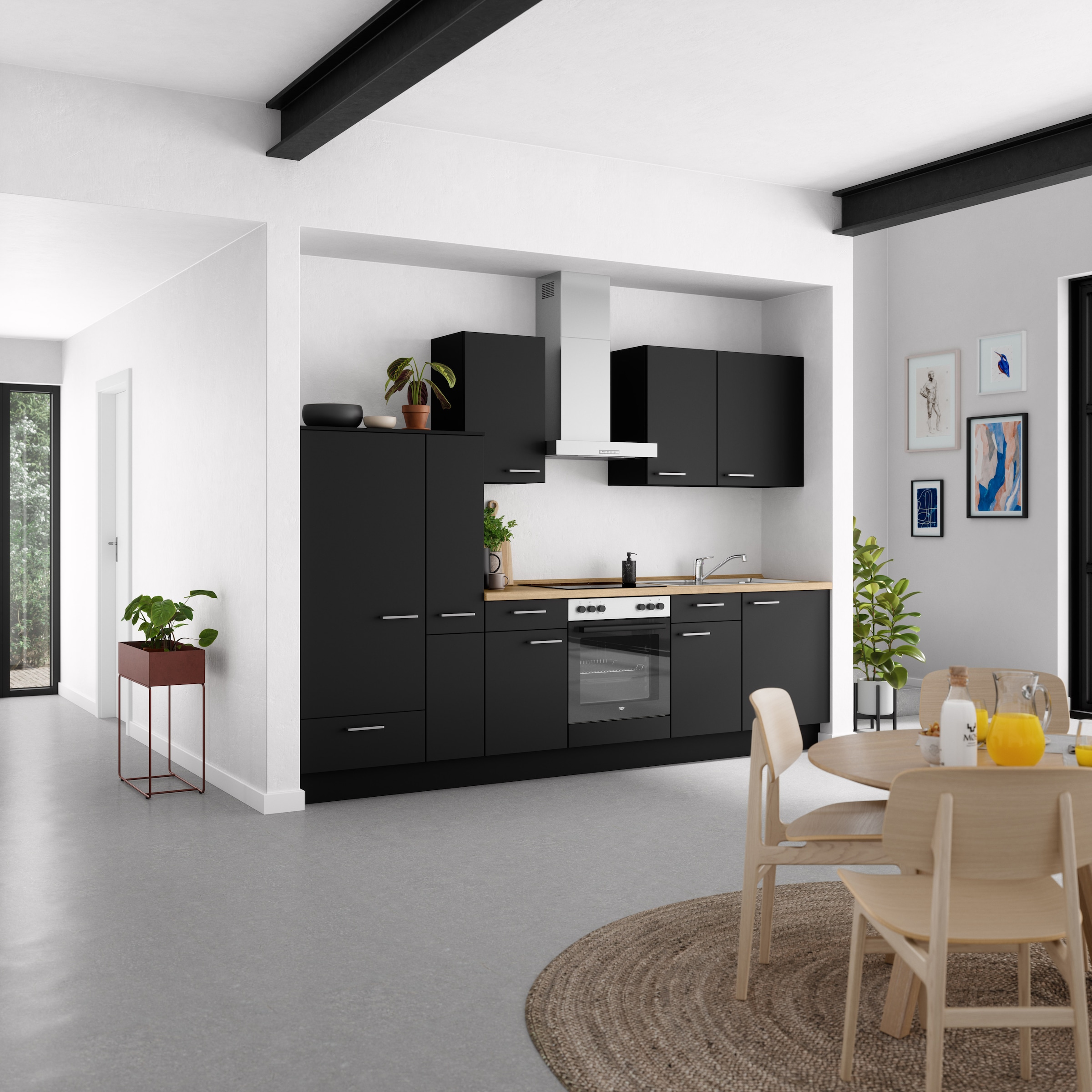 nobilia® Küchenzeile »"Touch I"« vormontiert, Ausrichtung wählbar, Breite 300 cm, wahlw. mit E-Geräten